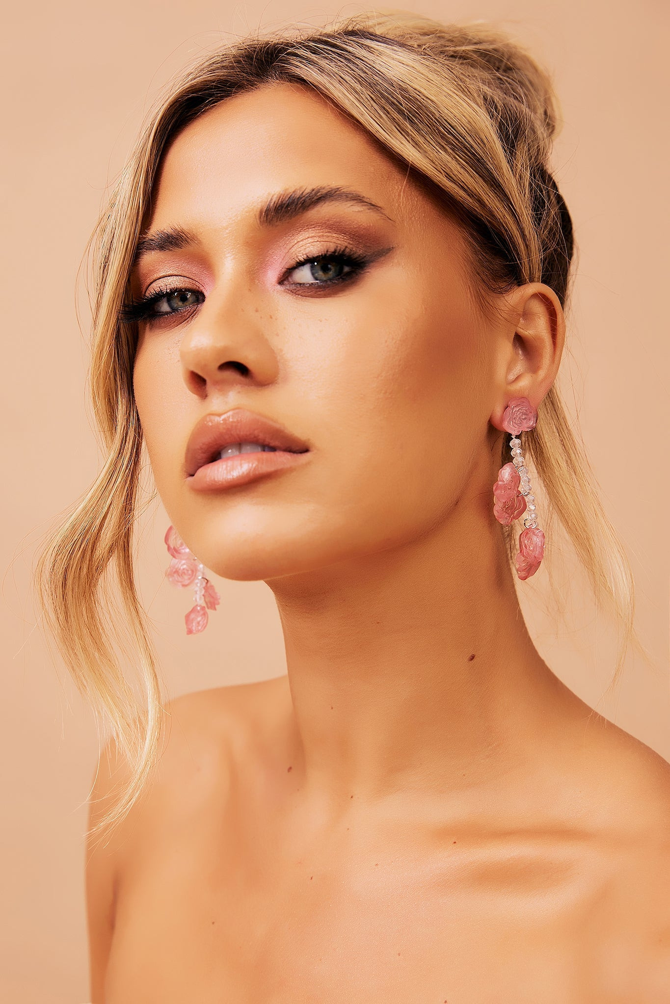Big Rose Earrings - Pink | Sage and Paige AUS.