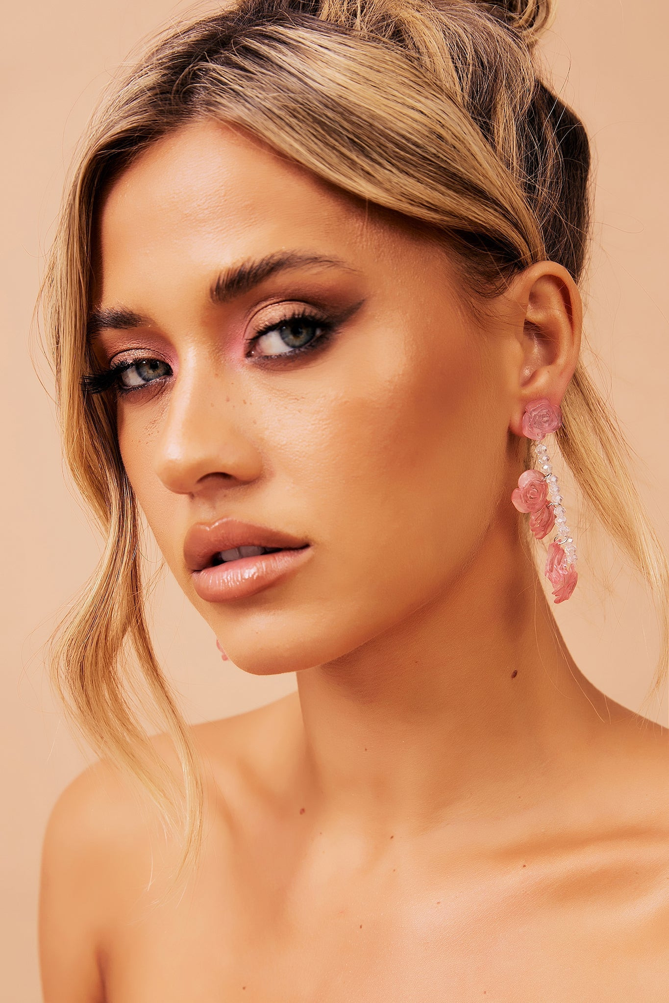 Big Rose Earrings - Pink | Sage and Paige AUS.