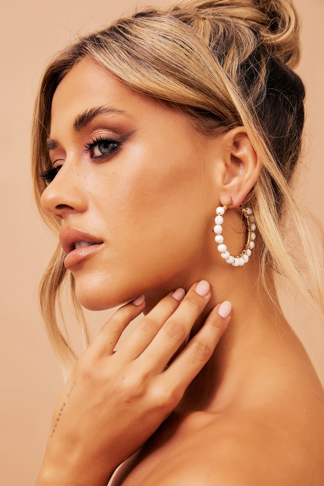 Tuscany Sun Ear Hoops - White | Sage and Paige AUS.