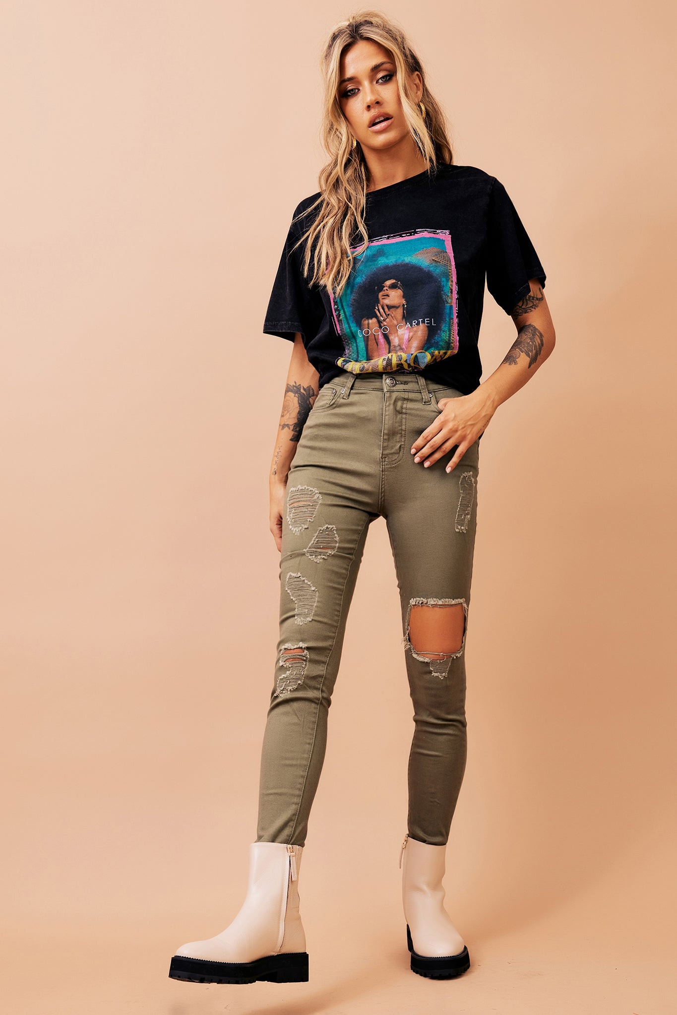 Bad Idea Jeans - Khaki Green | Sage and Paige AUS.