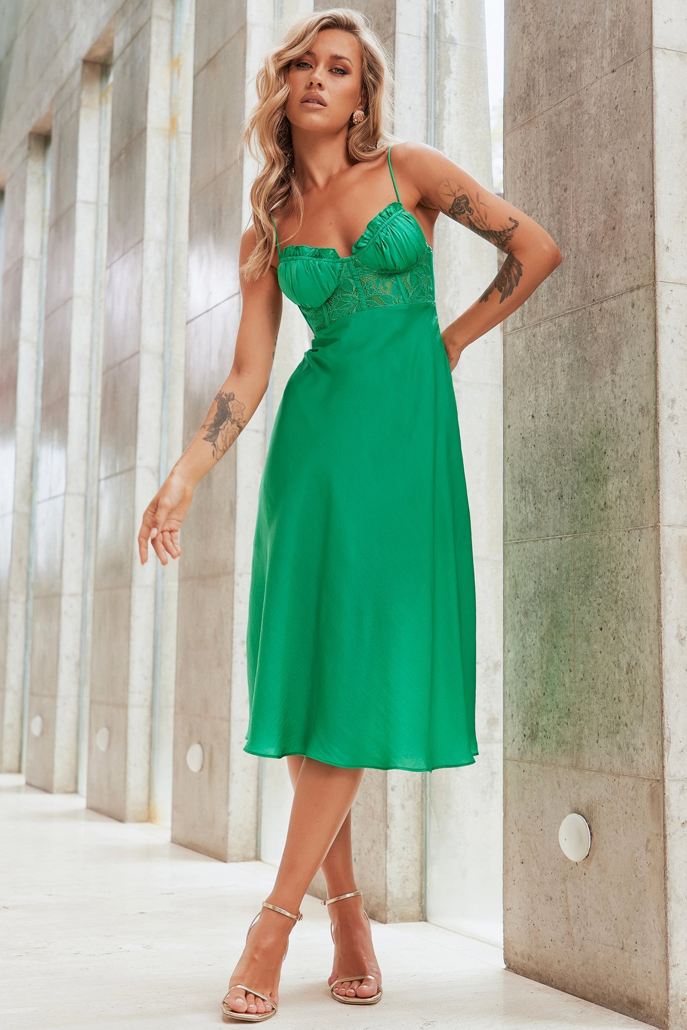 Sure Thing Midi Dress - Emerald | Sage and Paige AUS.