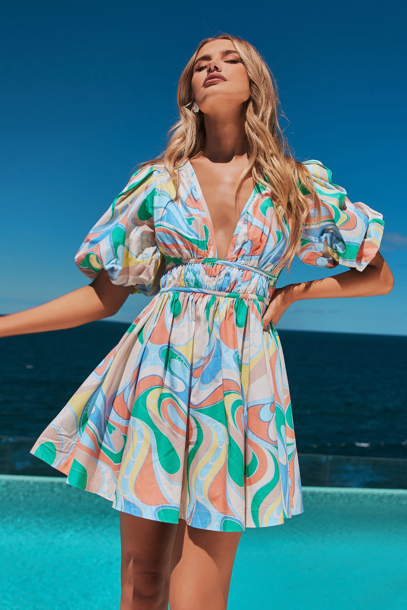 Wander Mini Dress - Orange Multi | Sage and Paige AUS.