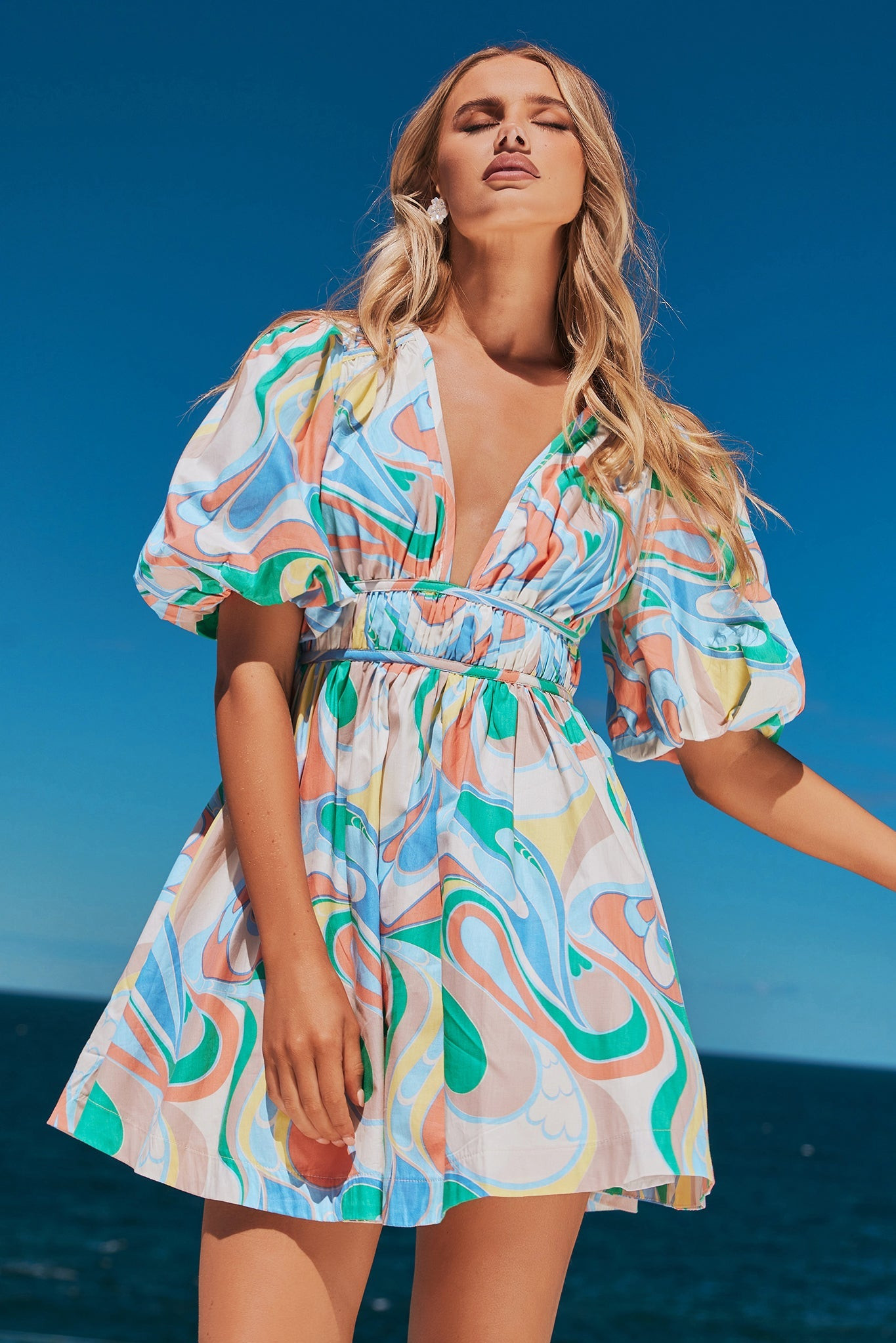 Wander Mini Dress - Orange Multi | Sage and Paige AUS.