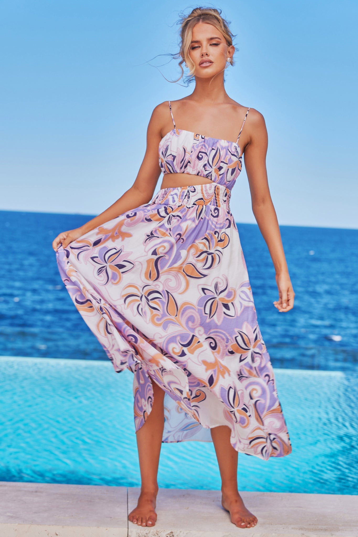 Spirited Midi Dress - Purple Multi | Sage and Paige AUS.