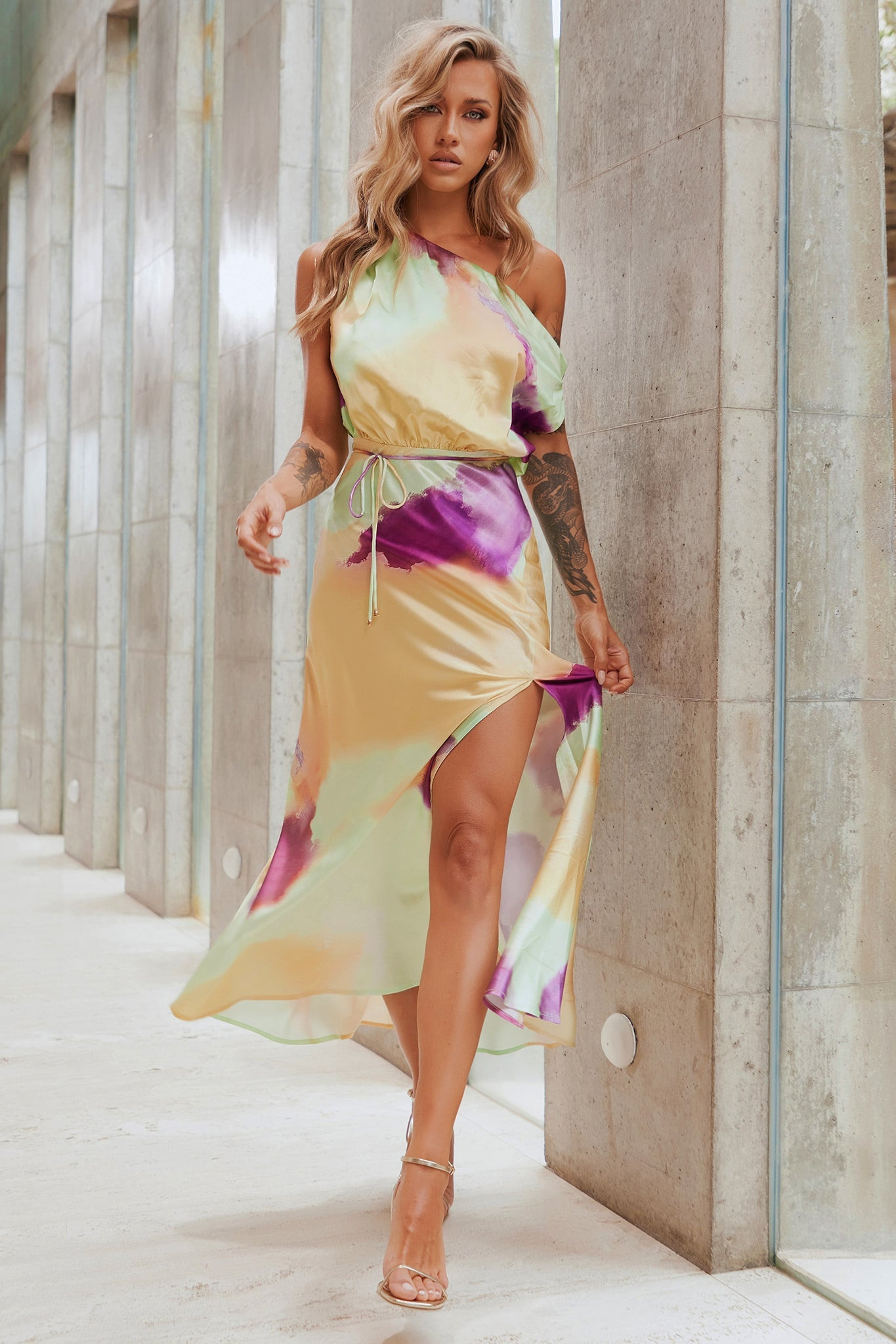 Rue Midi Dress - Yellow Multi | Sage and Paige AUS.