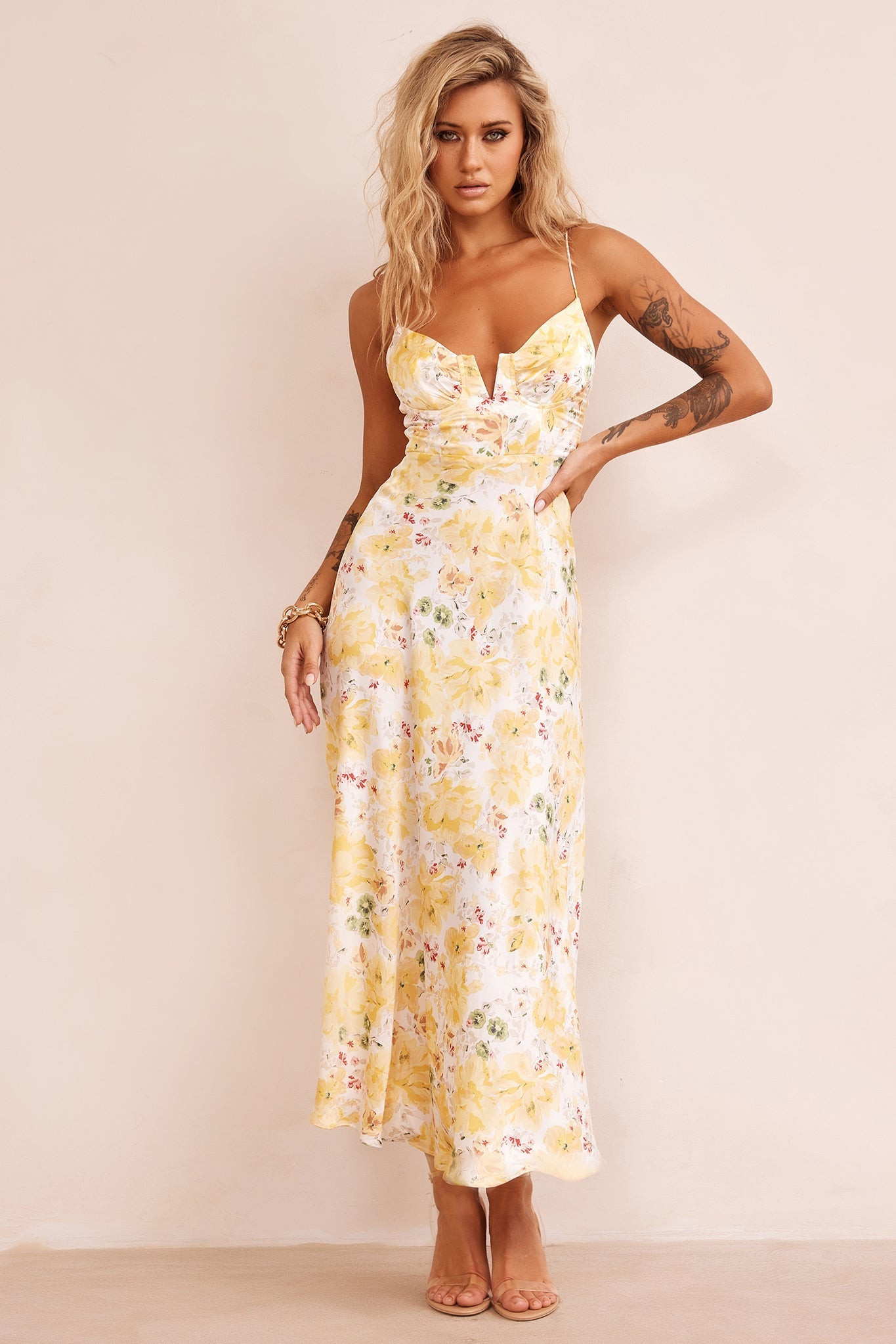 Vintage Summer Midi Dress - Yellow | Sage and Paige AUS.