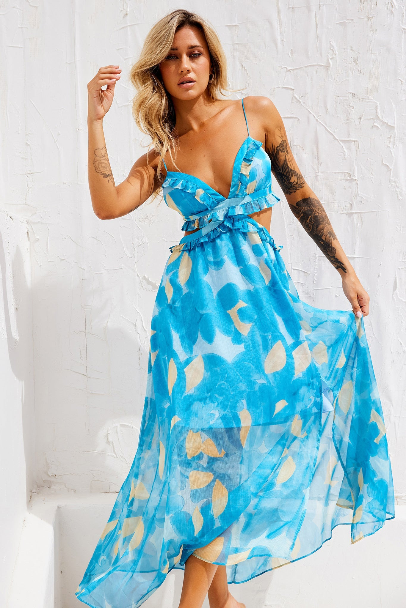Early Sunset Maxi Dress - Aqua | Sage and Paige AUS.