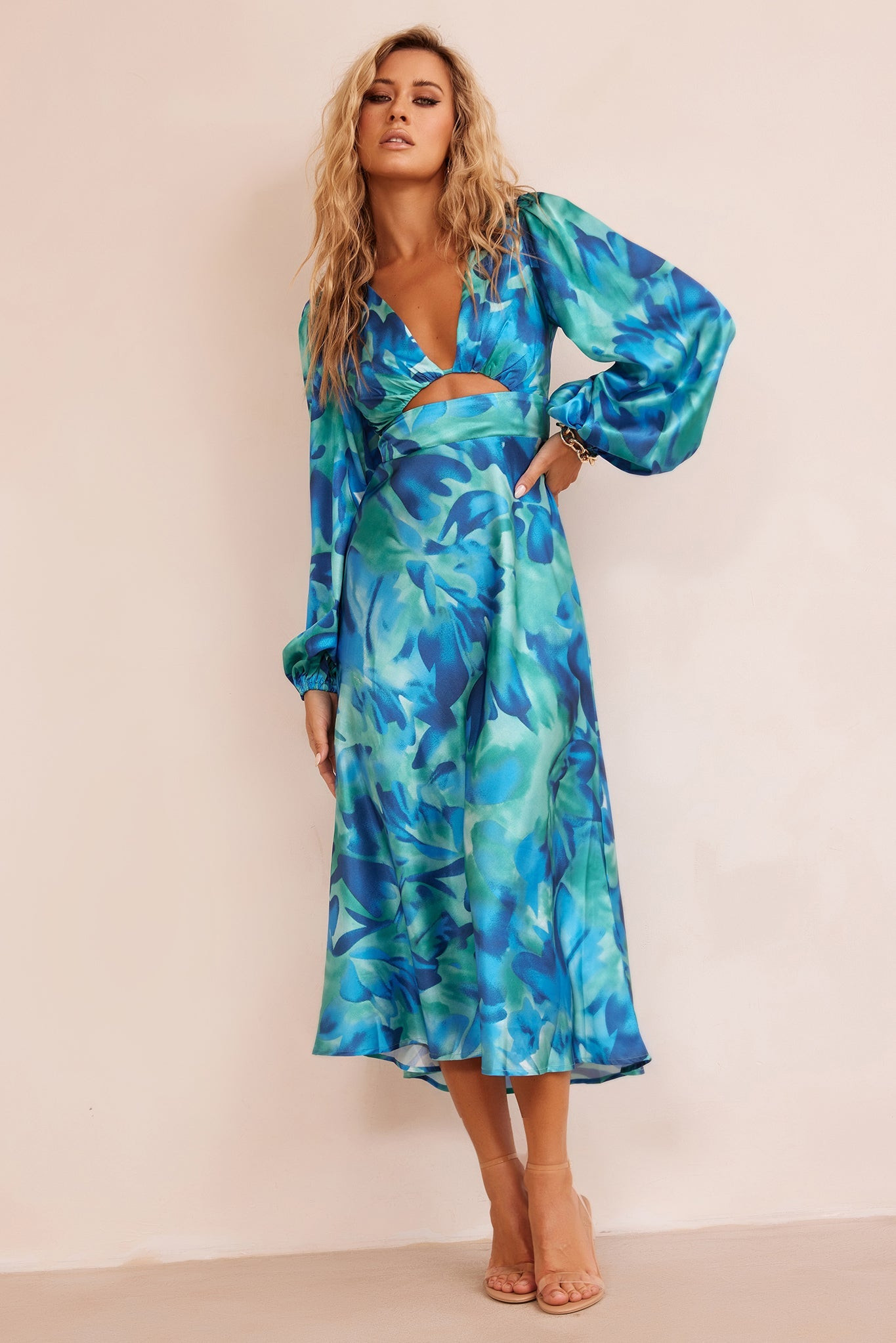 All That Matters Midi Dress - Blue Multi | Sage and Paige AUS.
