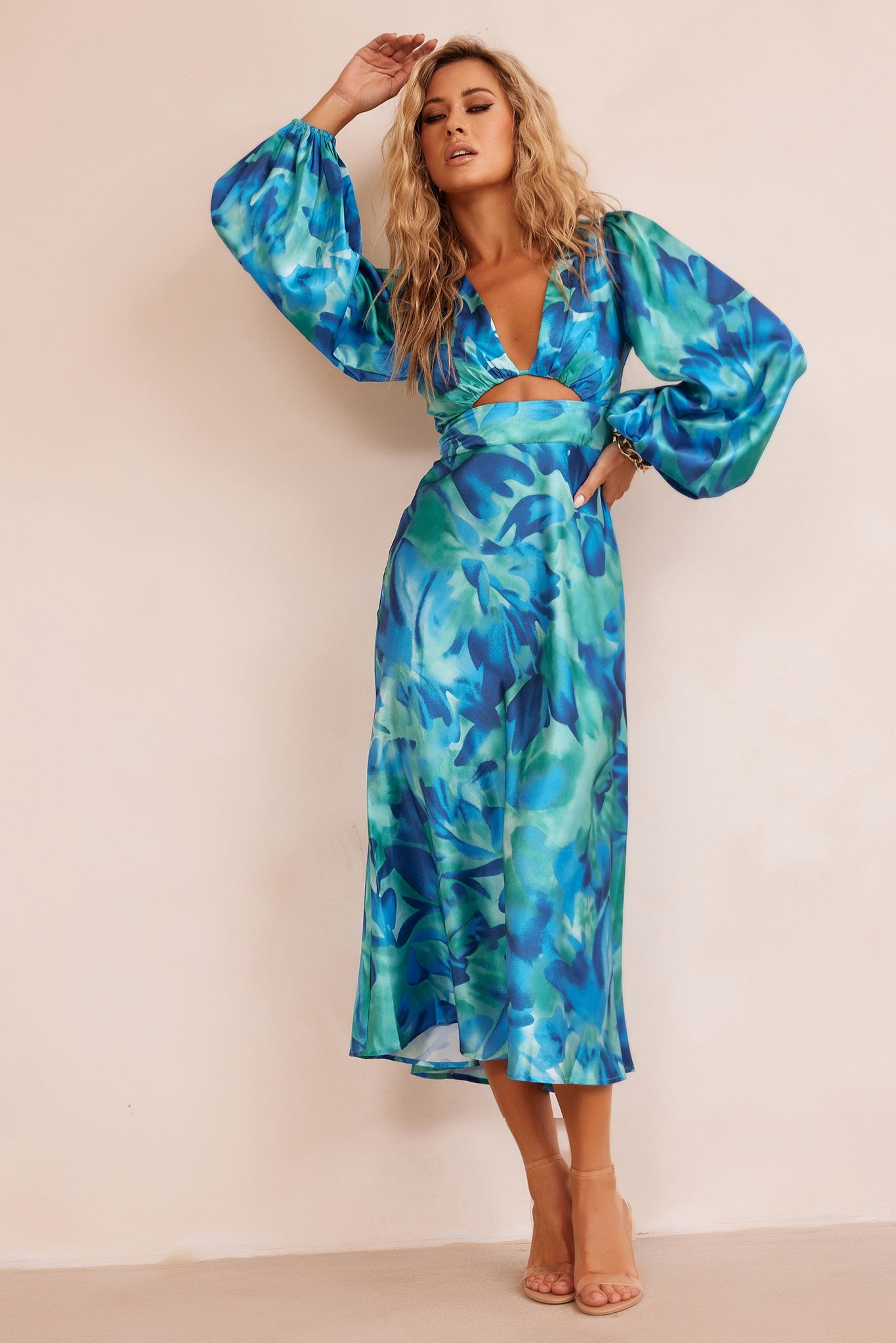 All That Matters Midi Dress - Blue Multi | Sage and Paige AUS.