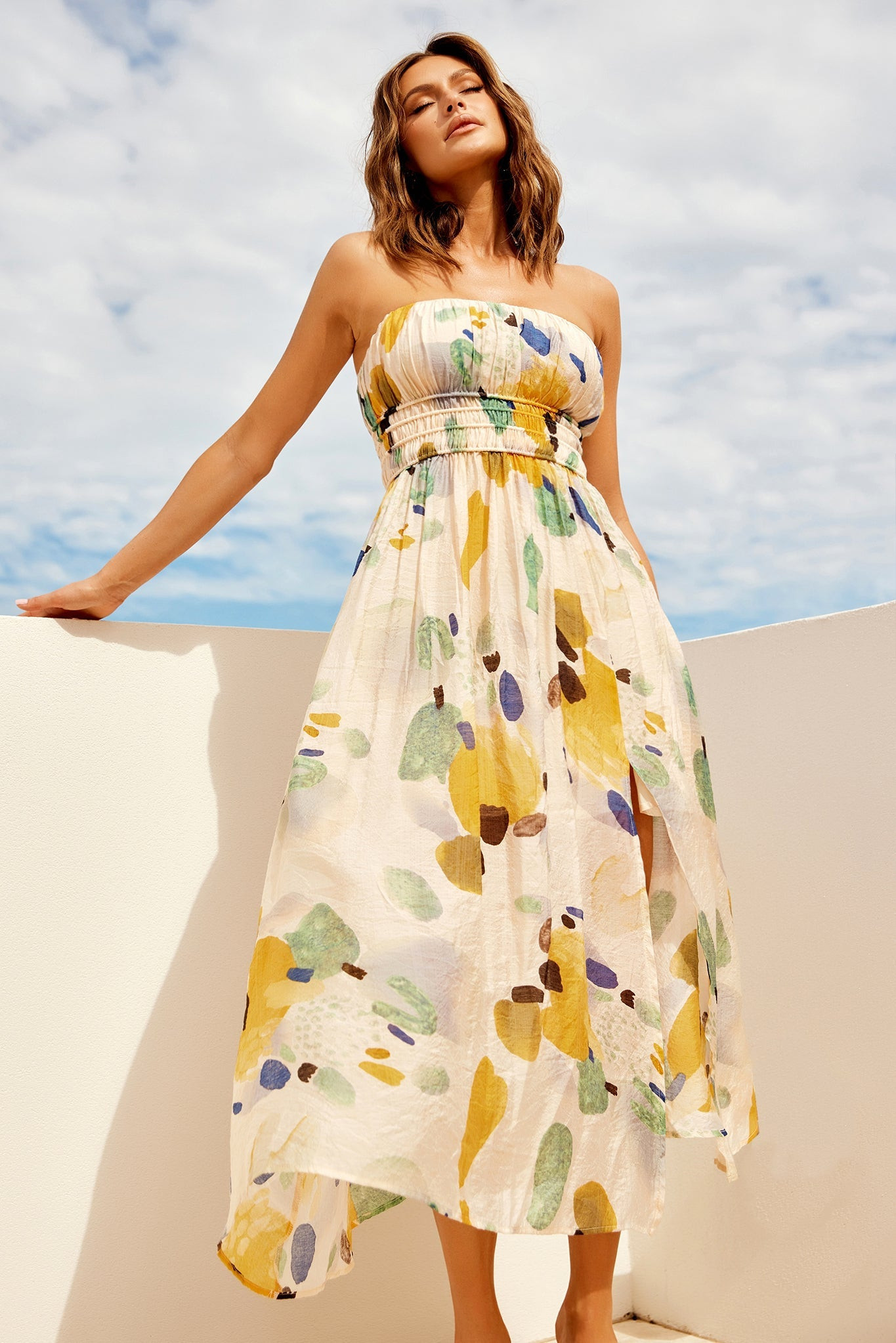 Palm Lover Midi Dress - Yellow | Sage and Paige AUS.