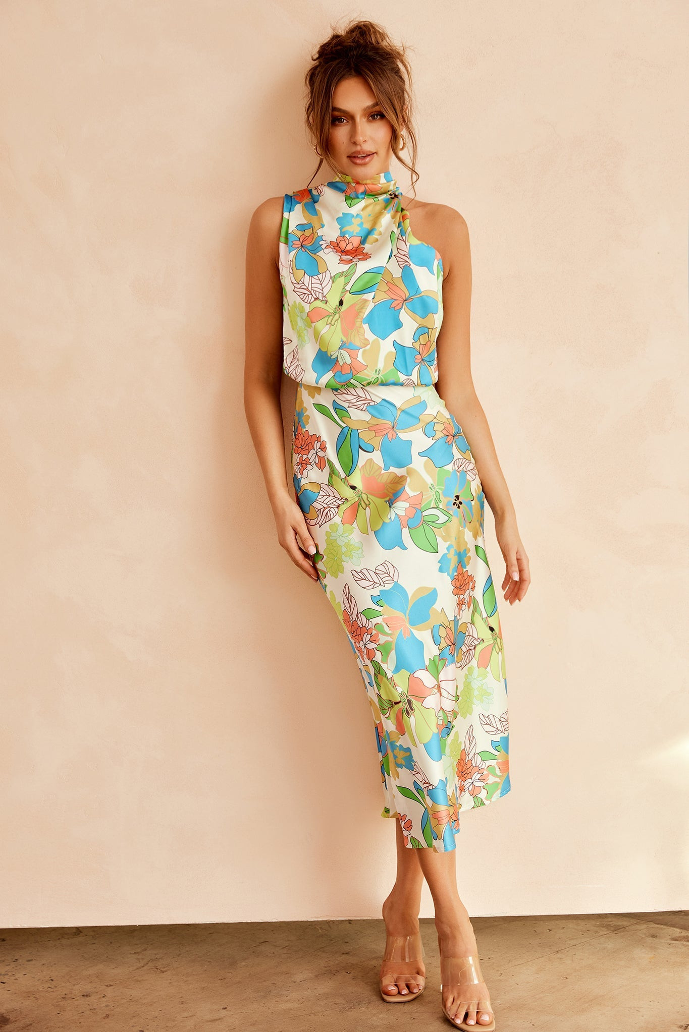 In Gratitude Midi Dress - Aqua Multi | Sage and Paige AUS.