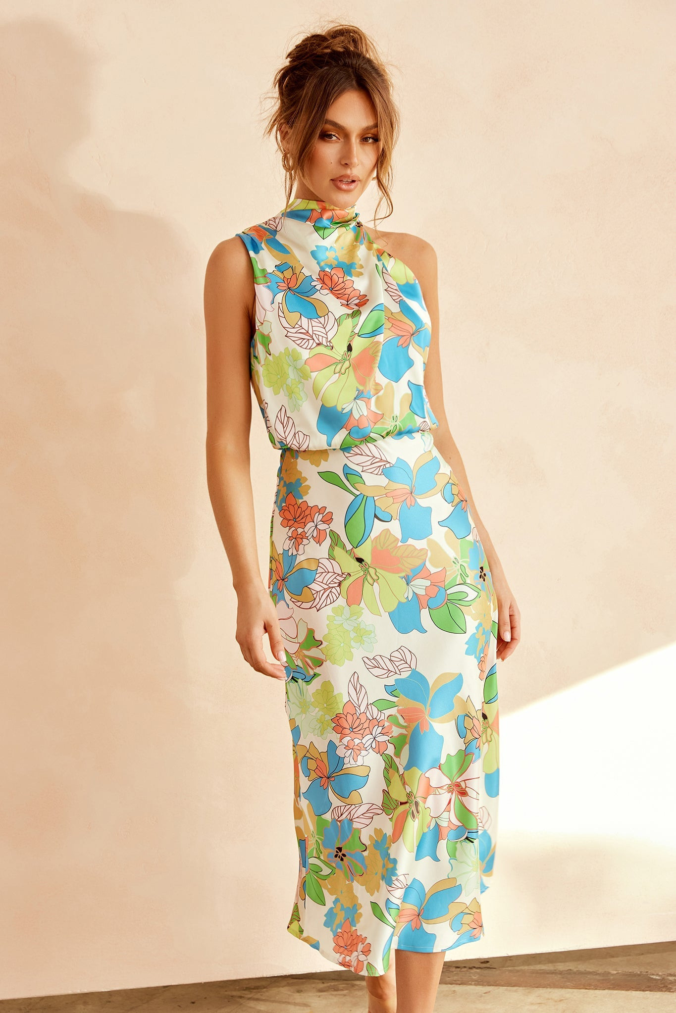 In Gratitude Midi Dress - Aqua Multi | Sage and Paige AUS.