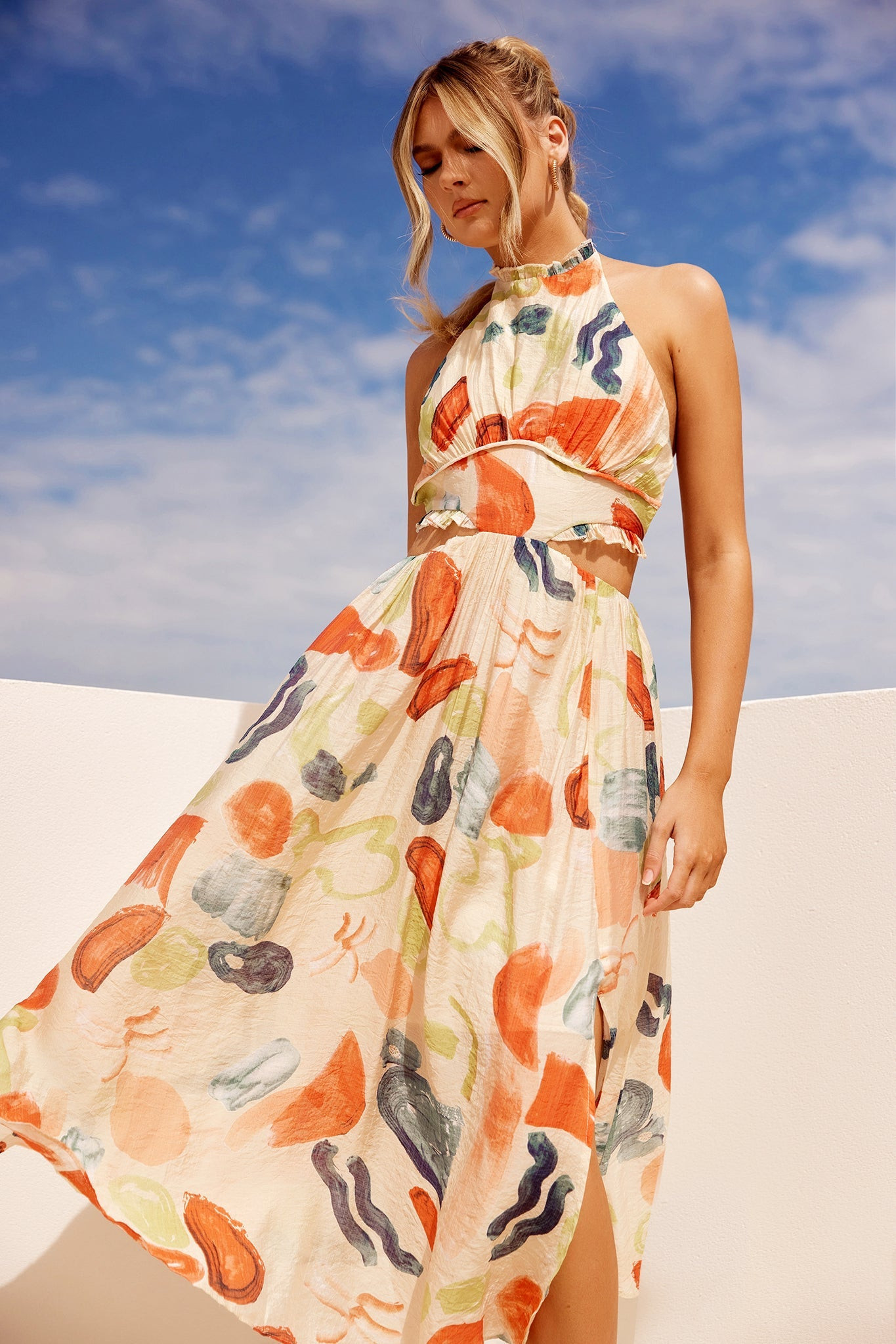 Holding On Midi Dress - Orange Multi | Sage and Paige AUS.