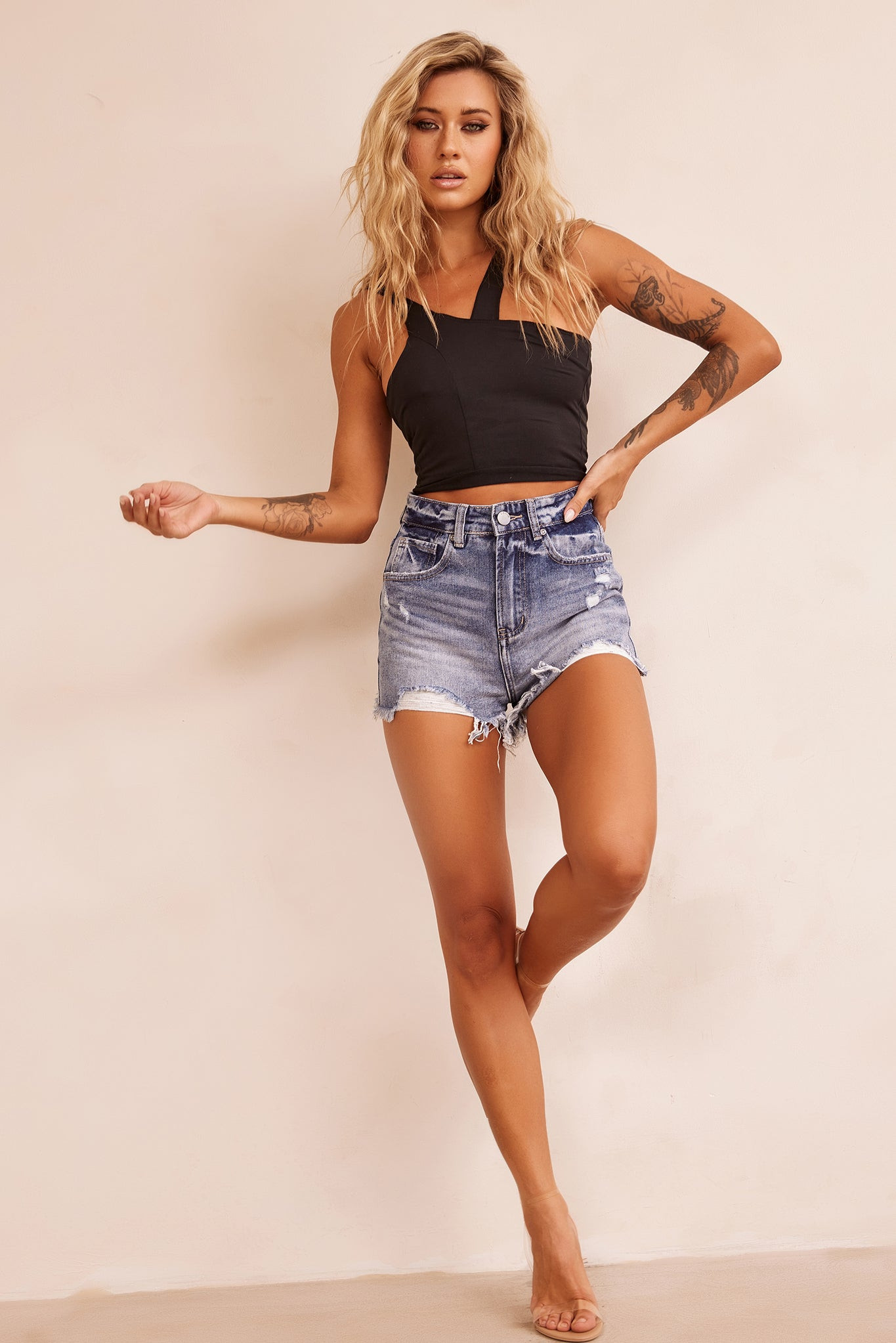 Over Time Denim Shorts - Washed Blue | Sage and Paige AUS.