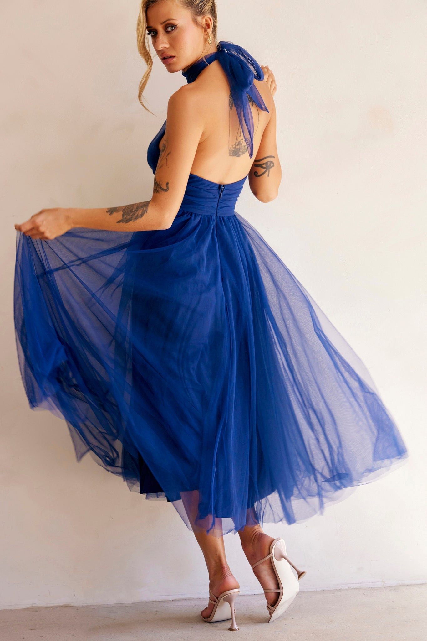 Her Statement Midi Dress - Navy | Sage and Paige AUS.