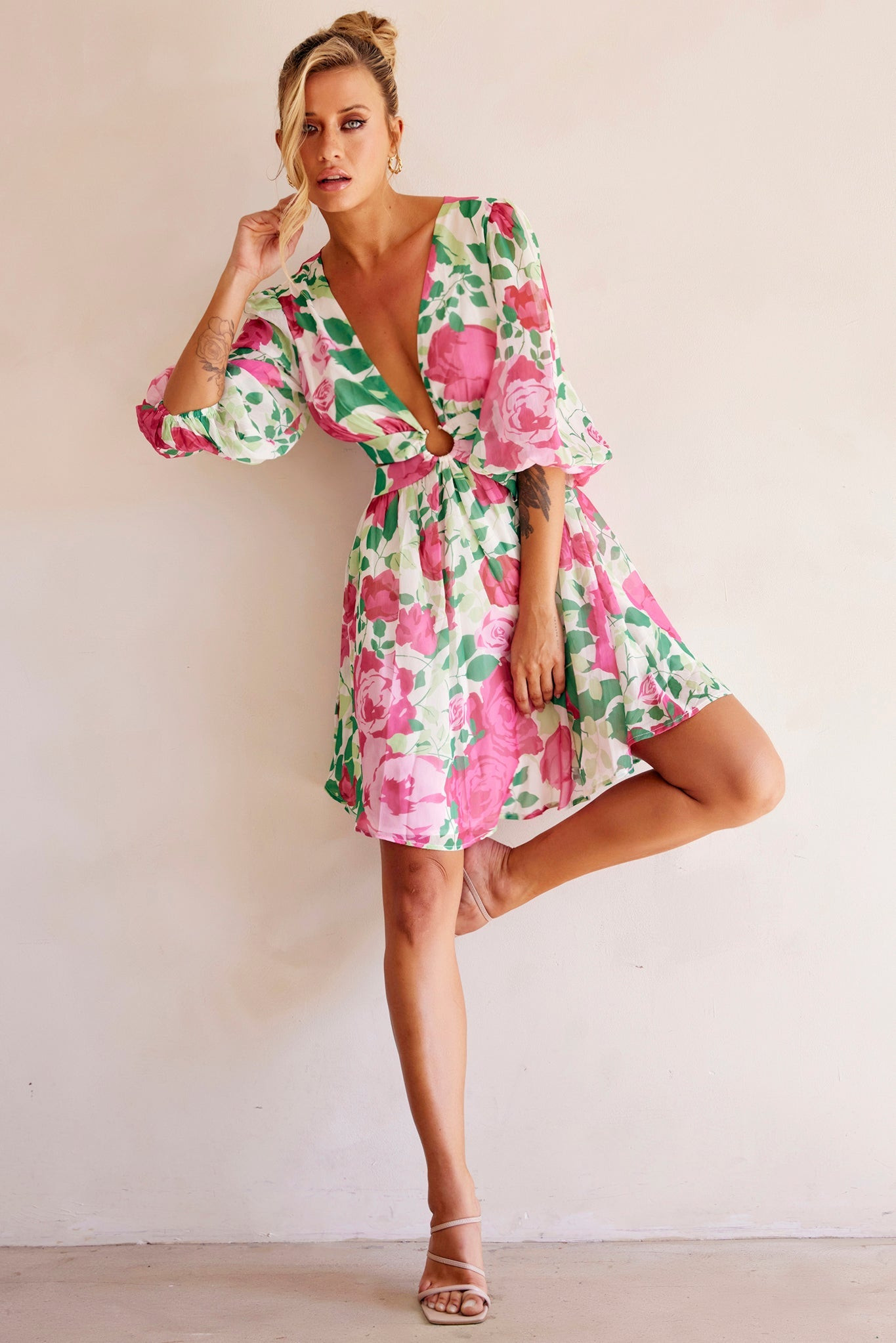 Rose Garden Mini Dress - Pink Multi | Sage and Paige AUS.
