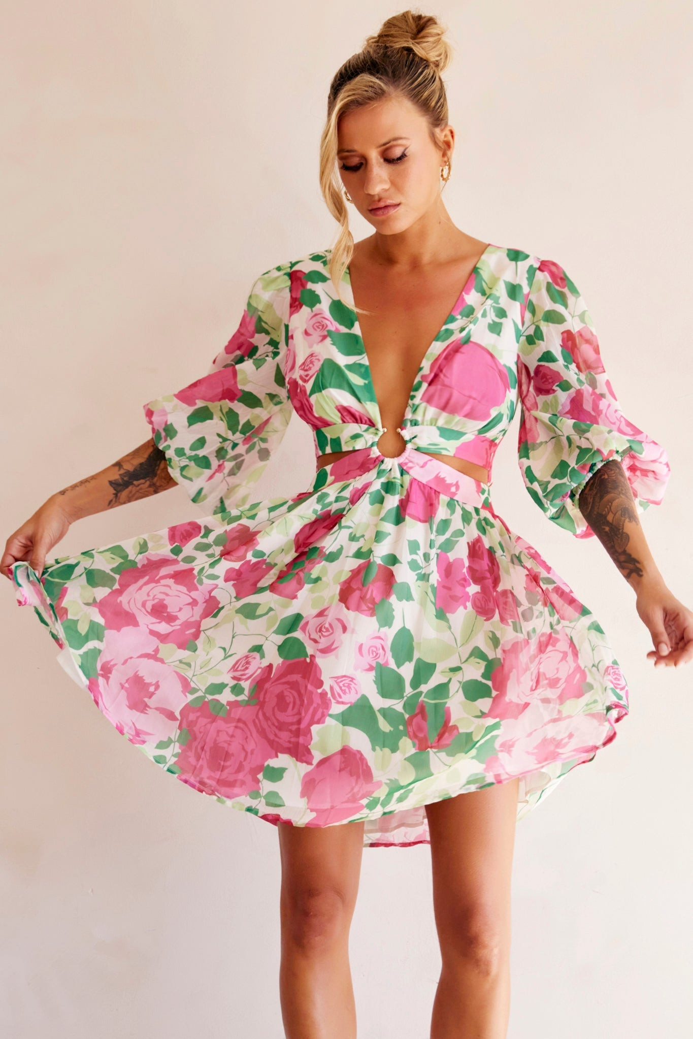 Rose Garden Mini Dress - Pink Multi | Sage and Paige AUS.