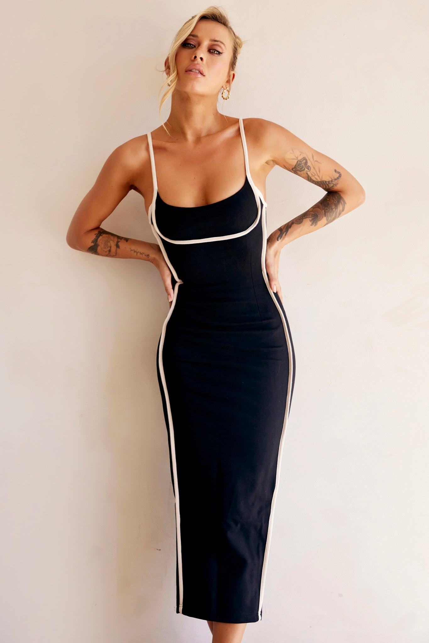 One Delia Midi Dress - Black | Sage and Paige AUS.