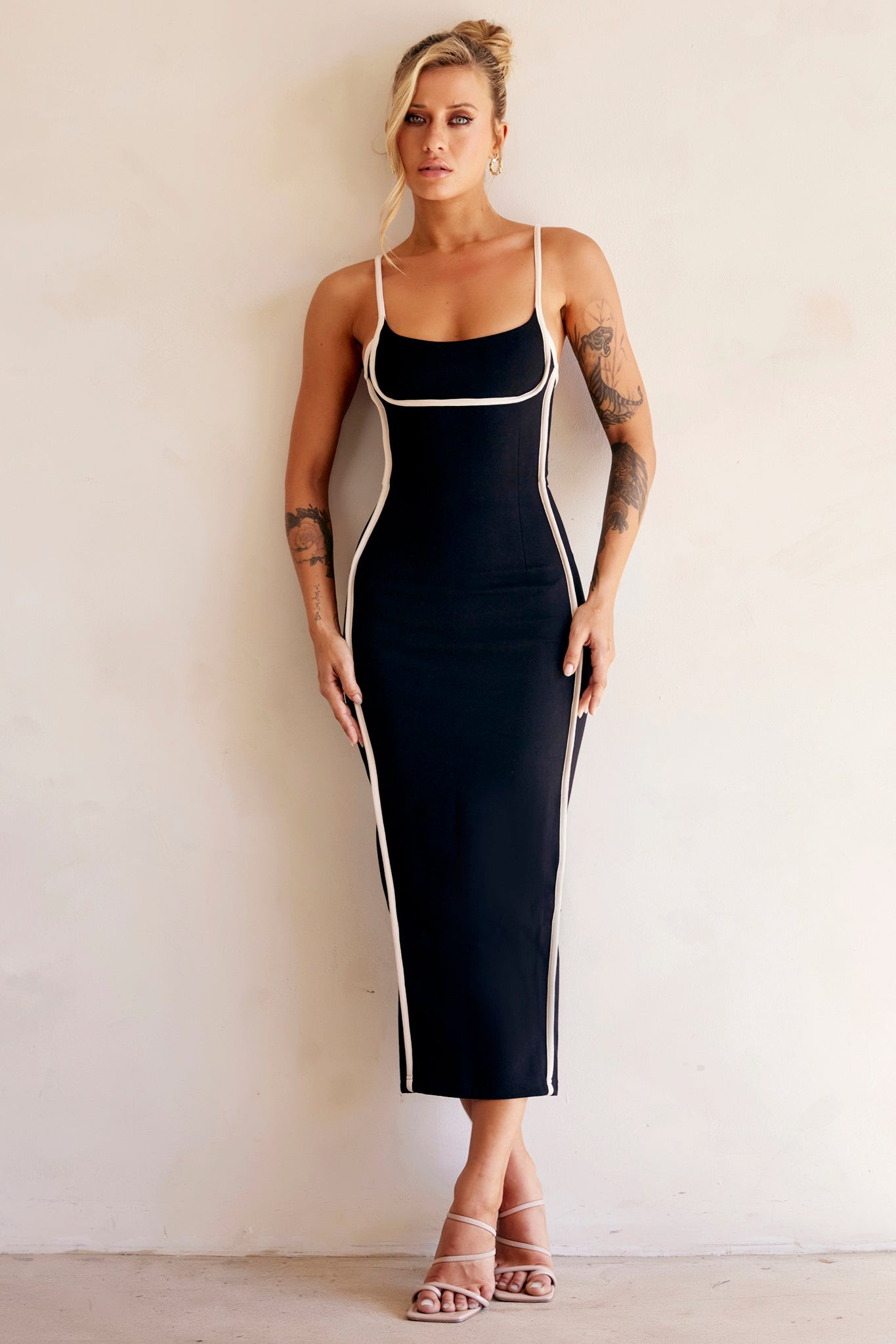 One Delia Midi Dress - Black | Sage and Paige AUS.