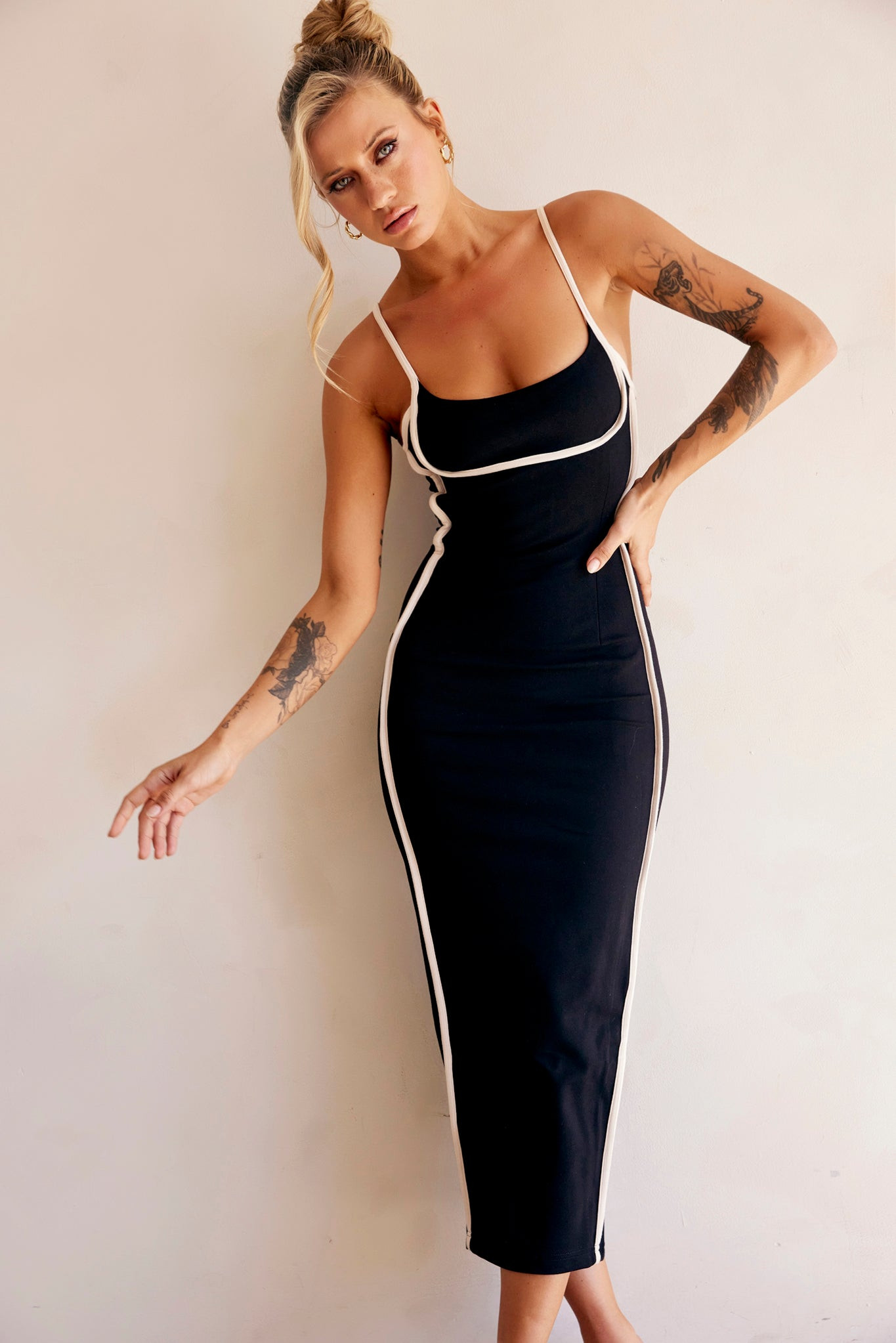 One Delia Midi Dress - Black | Sage and Paige AUS.