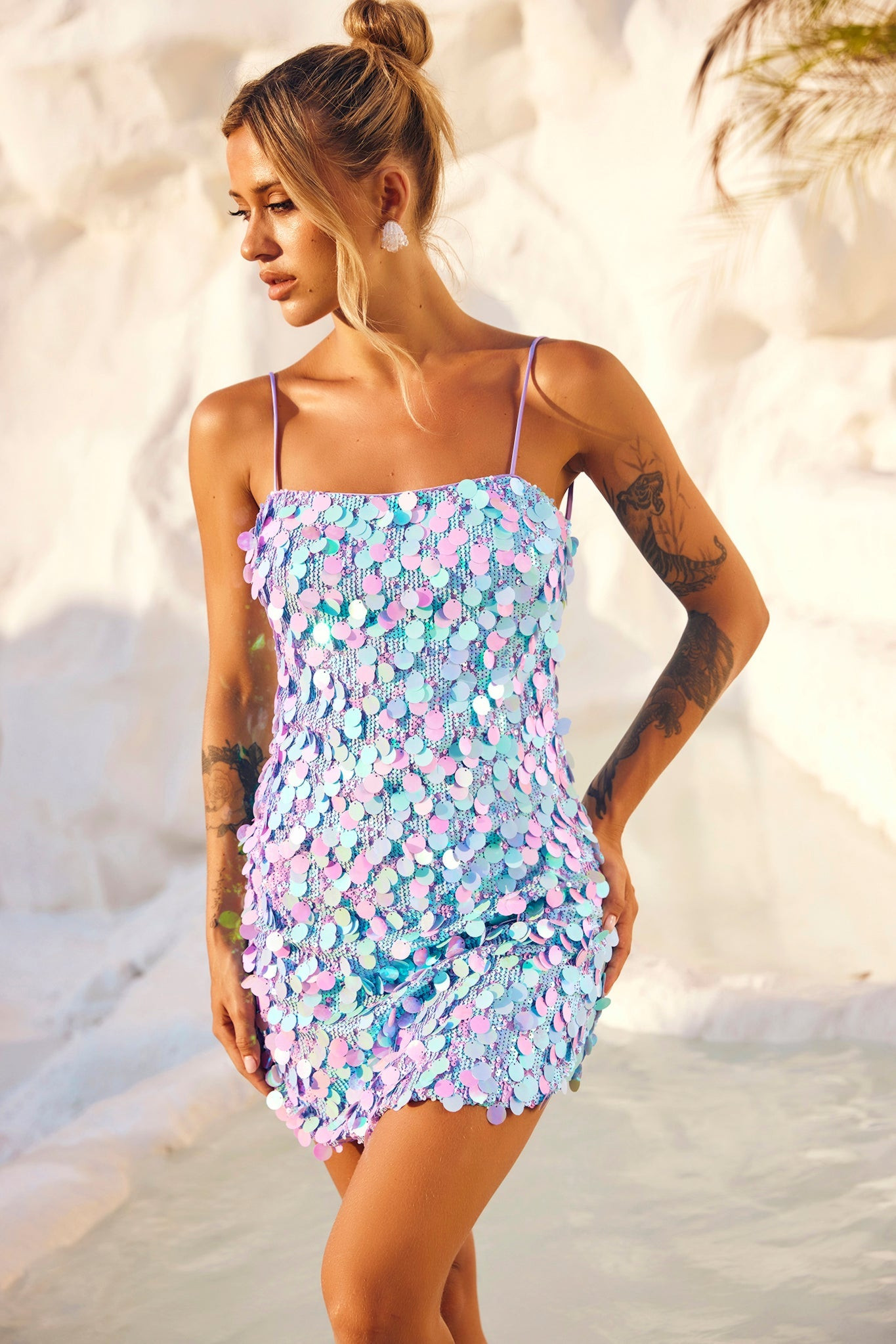 Sparks Fly Mini Dress - Aqua | Sage and Paige AUS.