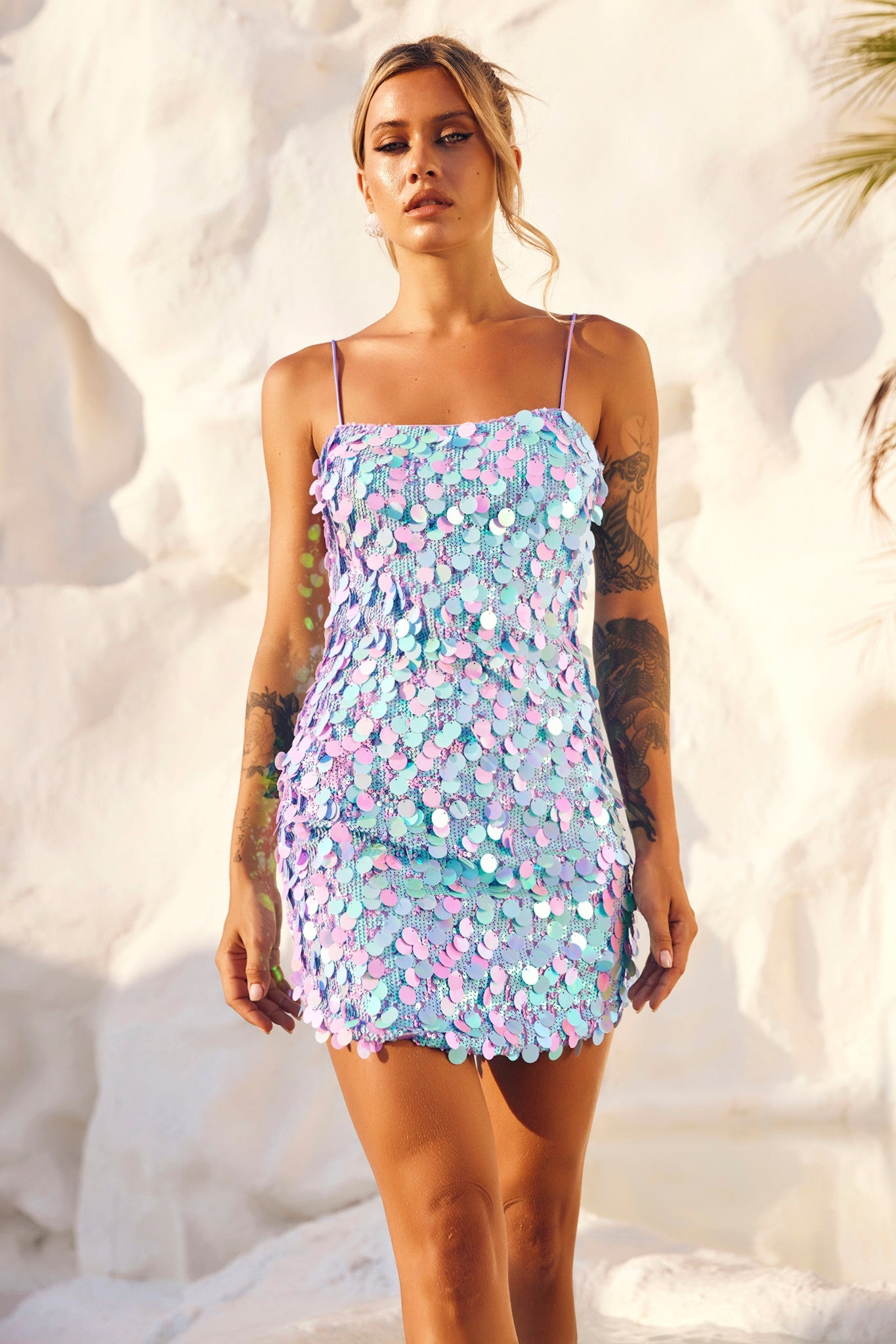 Sparks Fly Mini Dress - Aqua | Sage and Paige AUS.