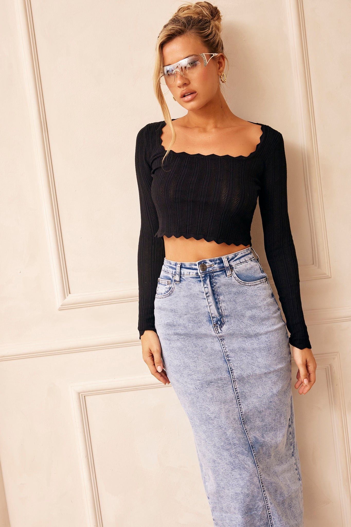 Nola Midi Skirt - Washed Blue | Sage and Paige AUS.