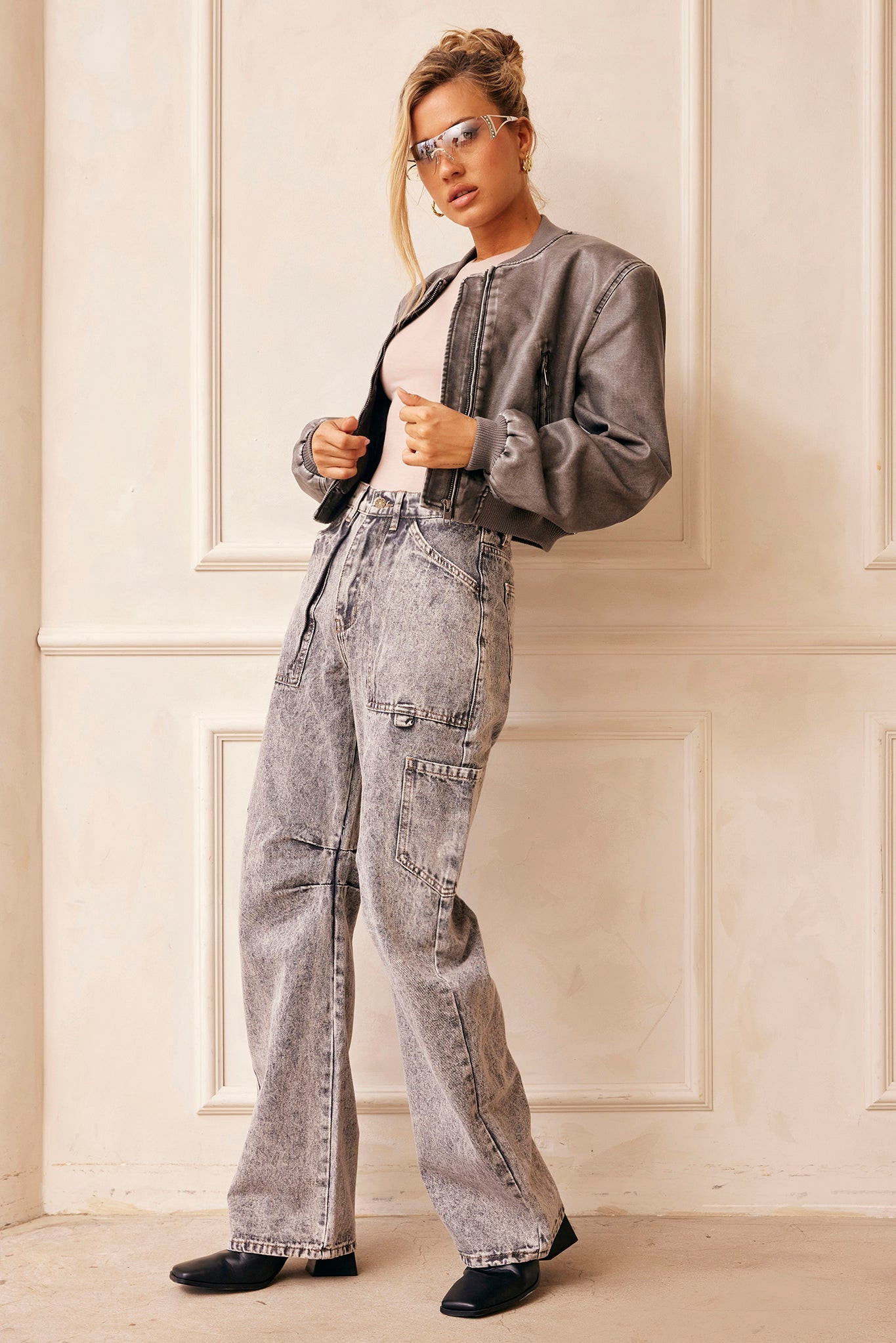 Boy Meets Girl Biker Jacket - Slate | Sage and Paige AUS.
