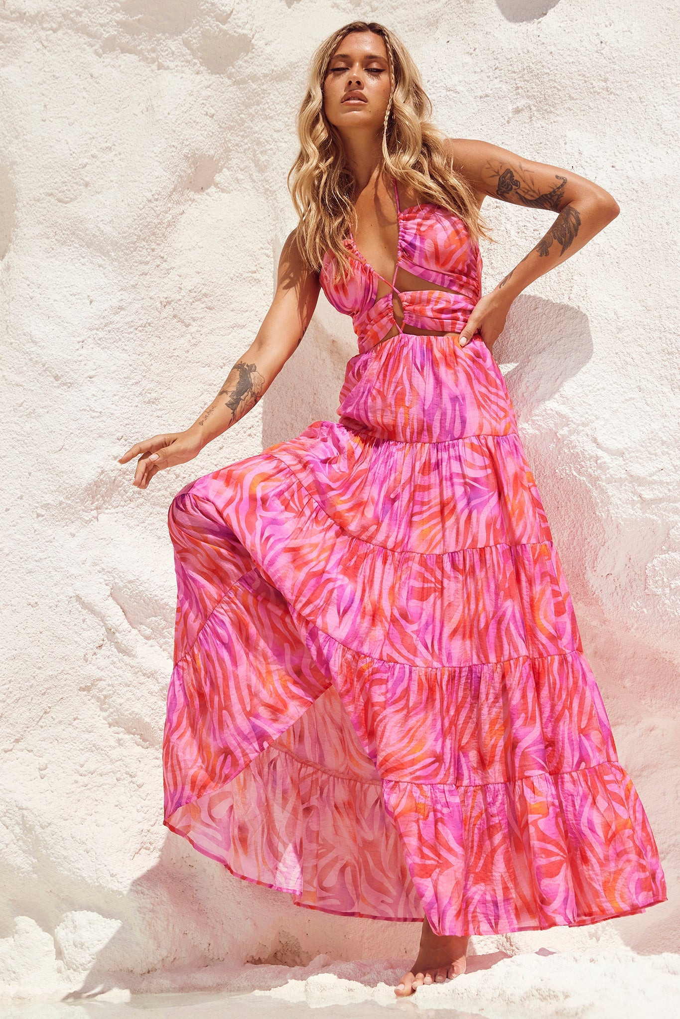 Dreamy Sun Maxi Dress - Pink Multi | Sage and Paige AUS.