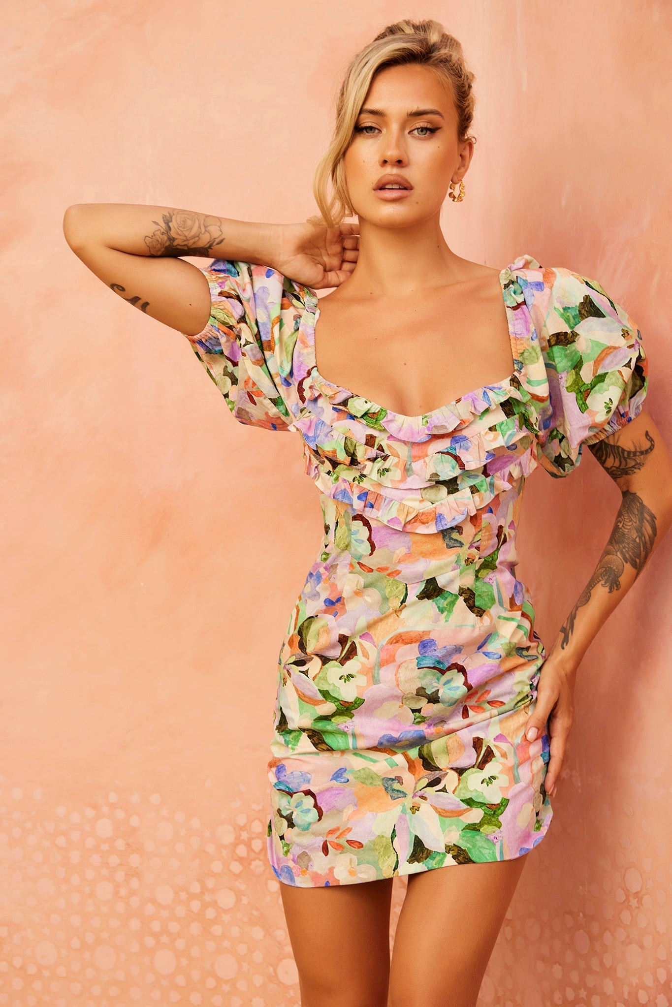 Alora Mini Dress - Green Multi | Sage and Paige AUS.