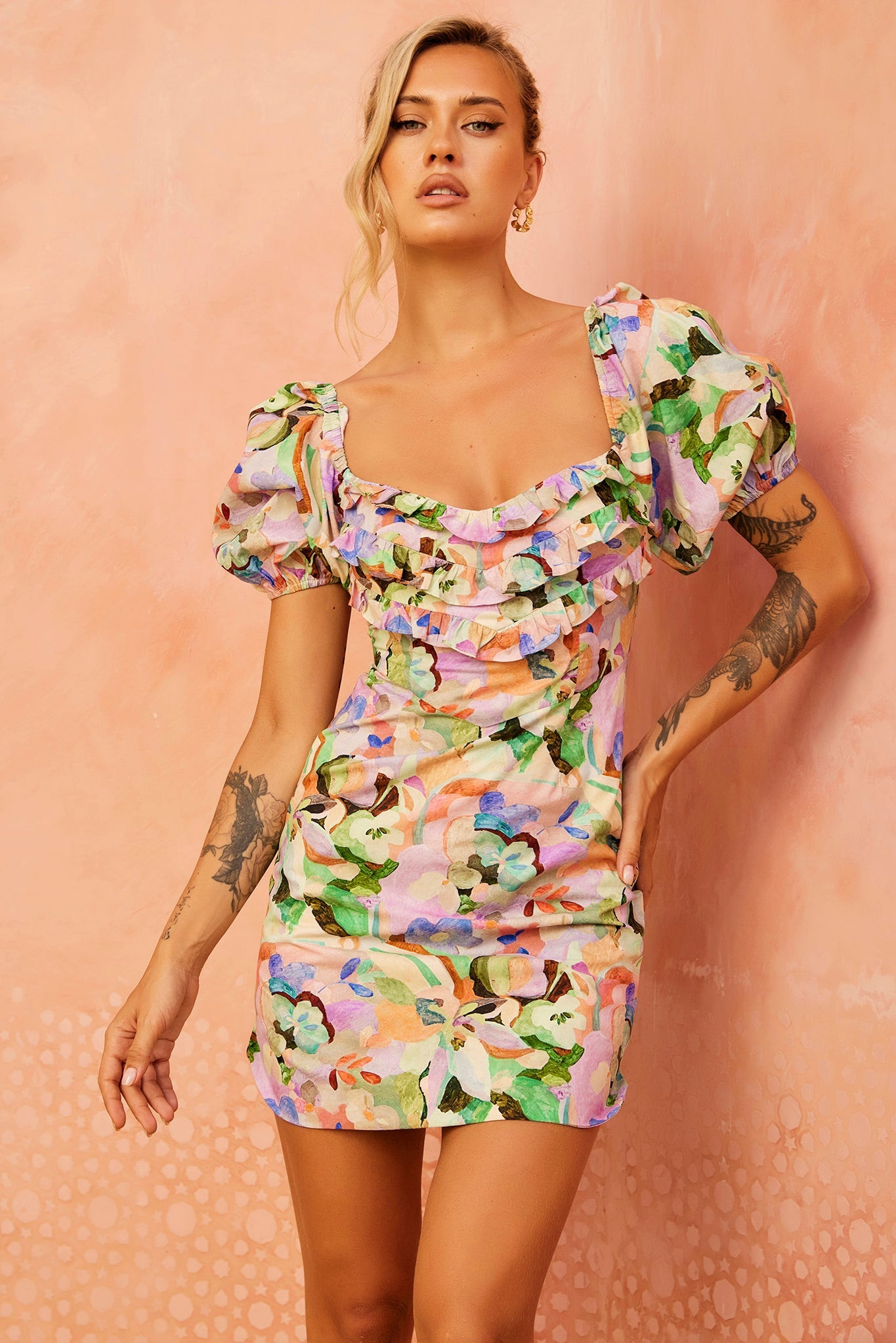 Alora Mini Dress - Green Multi | Sage and Paige AUS.