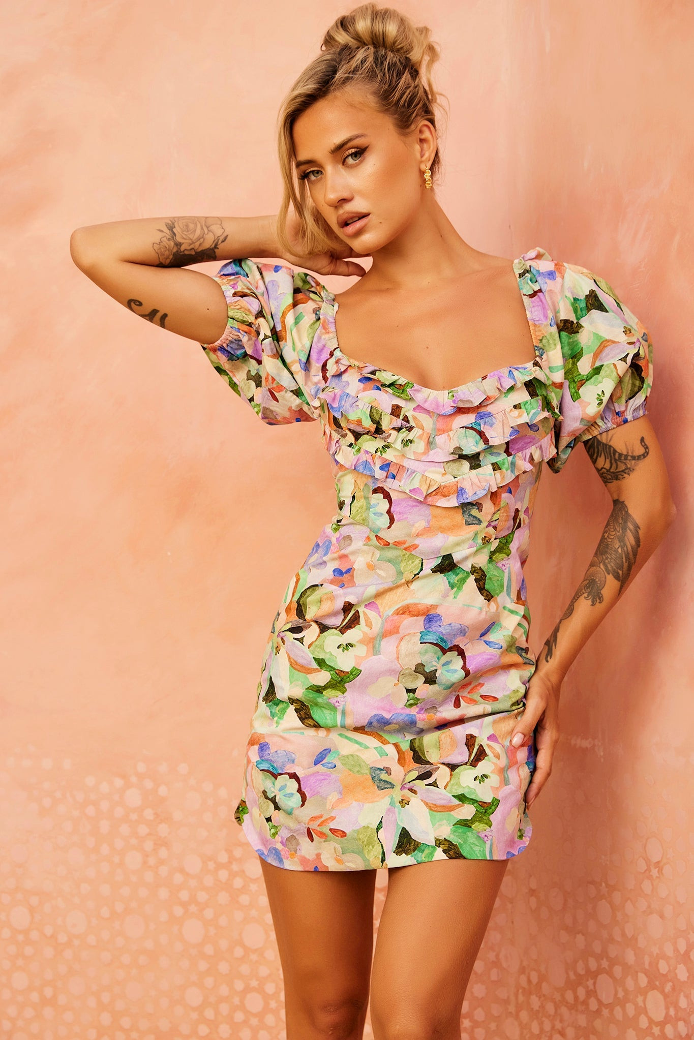 Alora Mini Dress - Green Multi | Sage and Paige AUS.