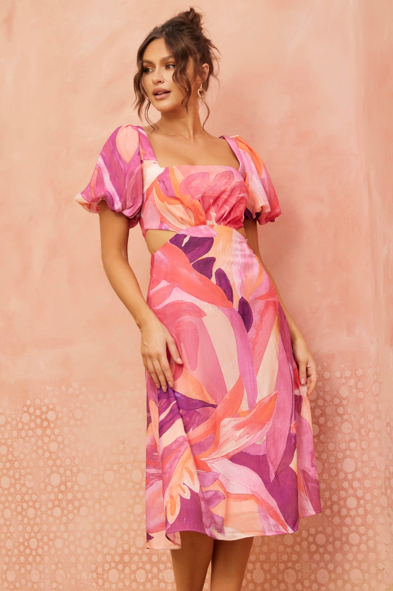 Art Of Bloom Midi Dress - Pink | Sage and Paige AUS.