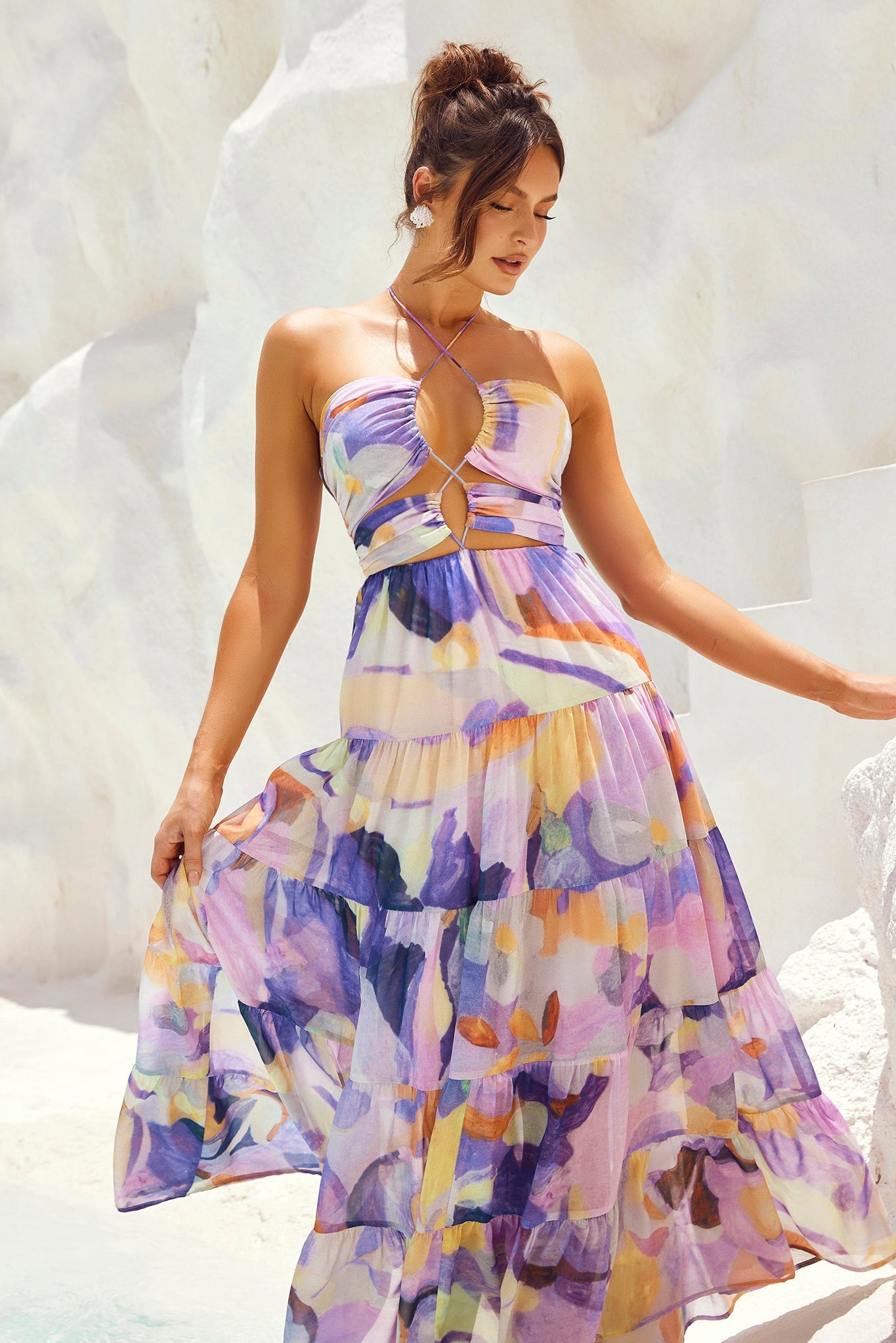 Real World Maxi Dress -  Purple Multi | Sage and Paige AUS.