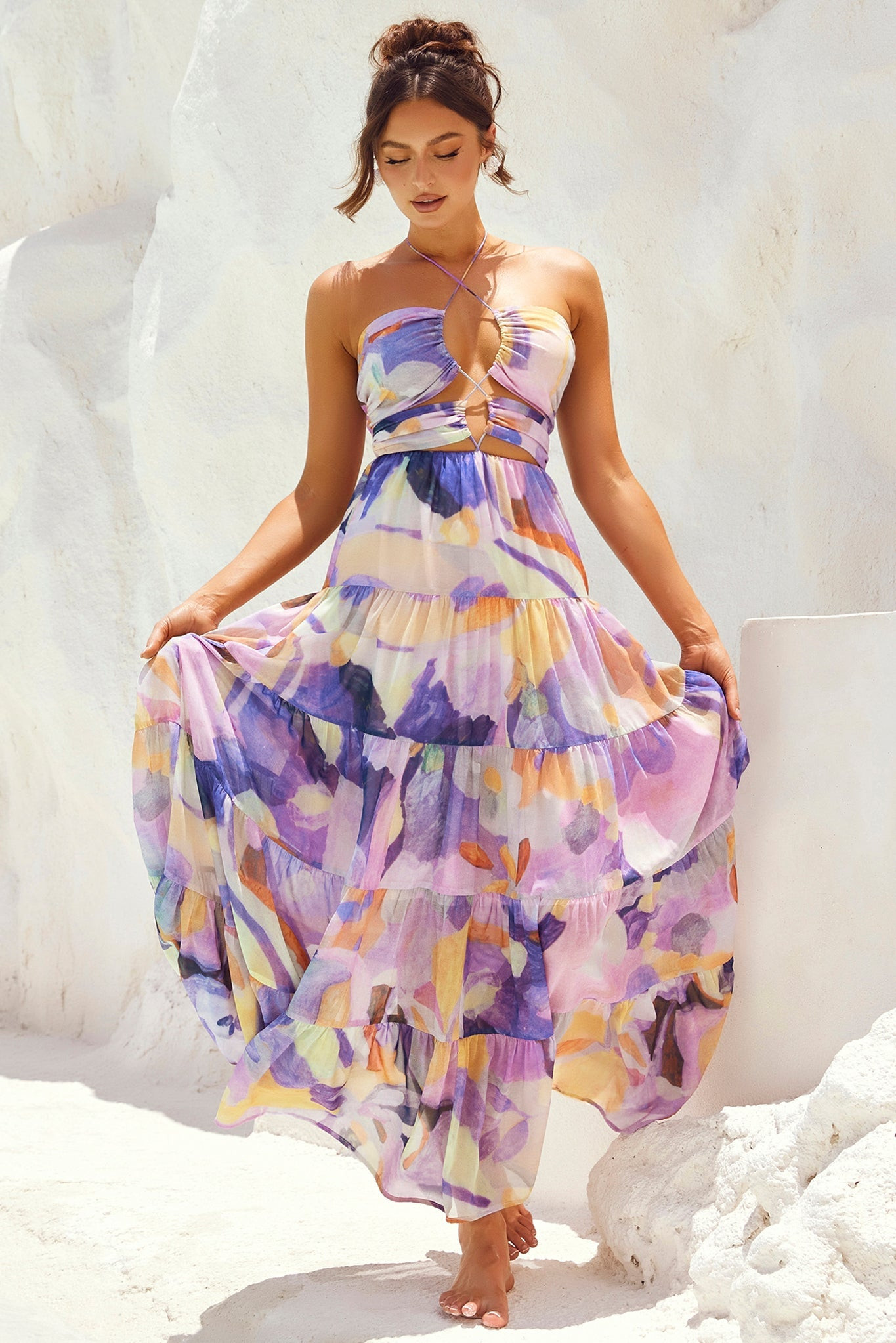 Real World Maxi Dress -  Purple Multi | Sage and Paige AUS.