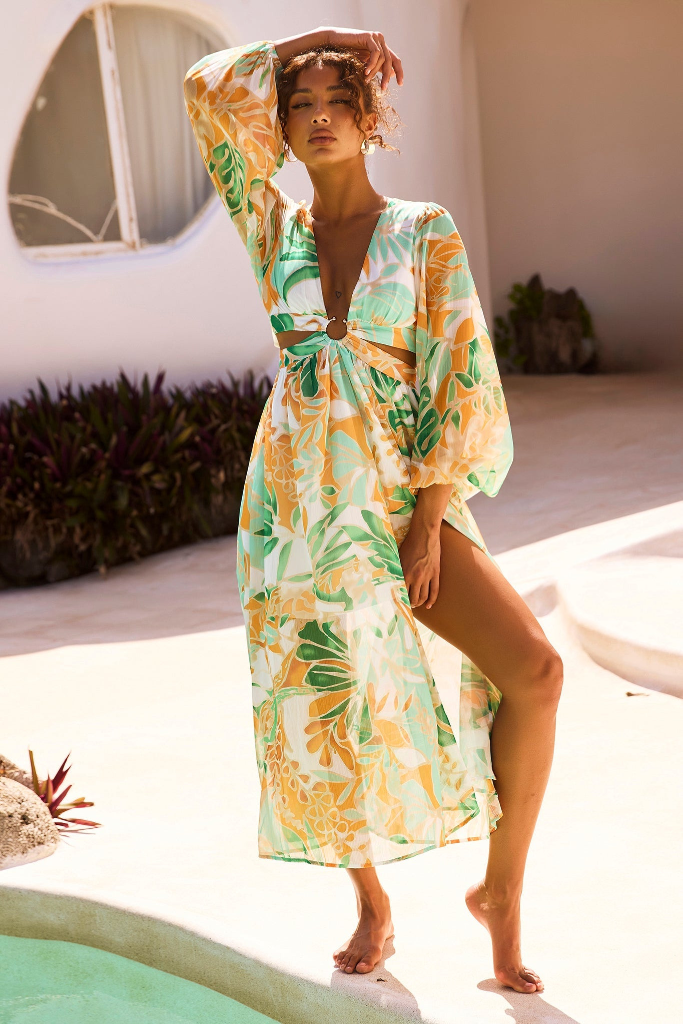 Tara Midi Dress - Green Multi | Sage and Paige AUS.