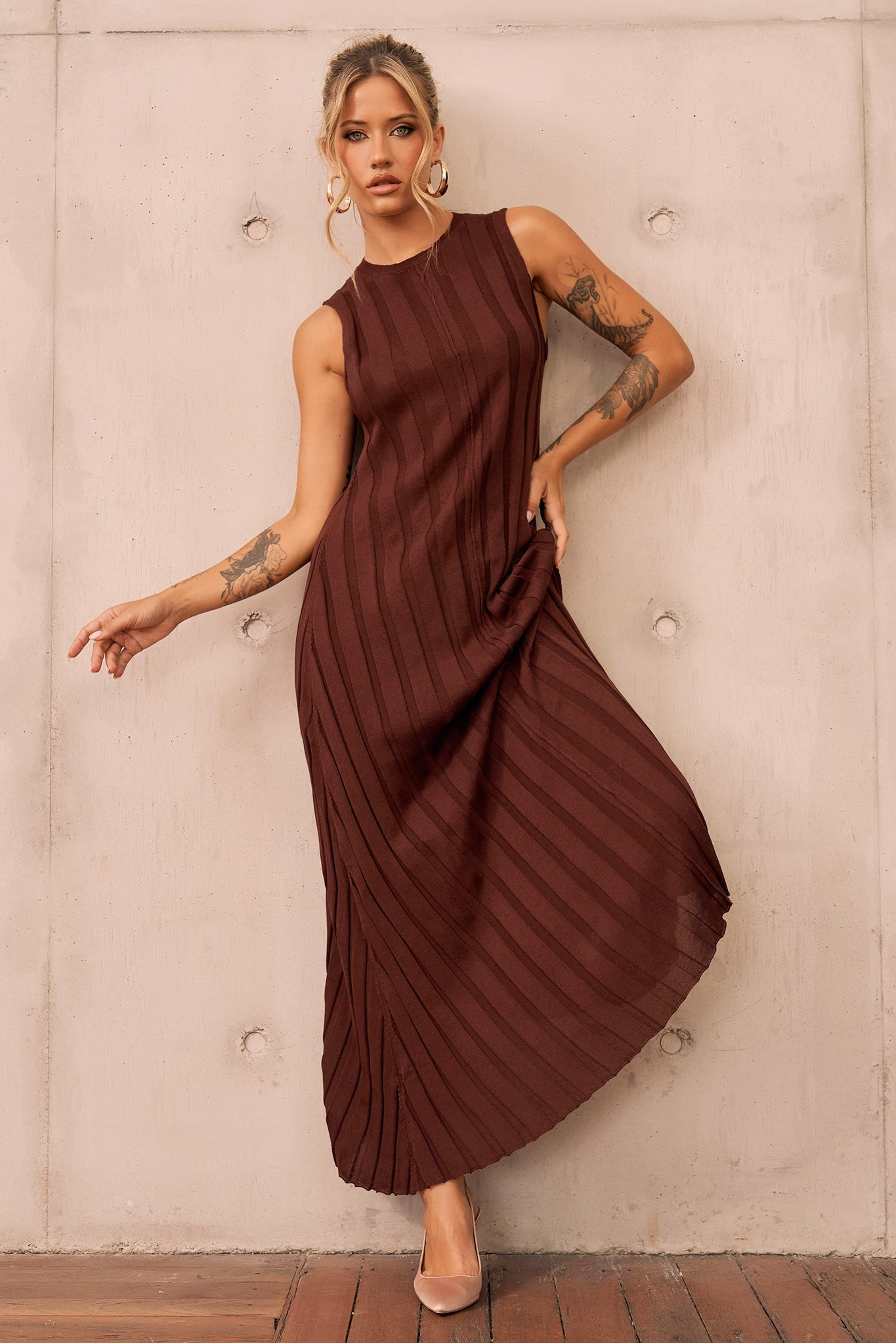 Francis Knit Maxi Dress - Chocolate | Sage and Paige AUS.