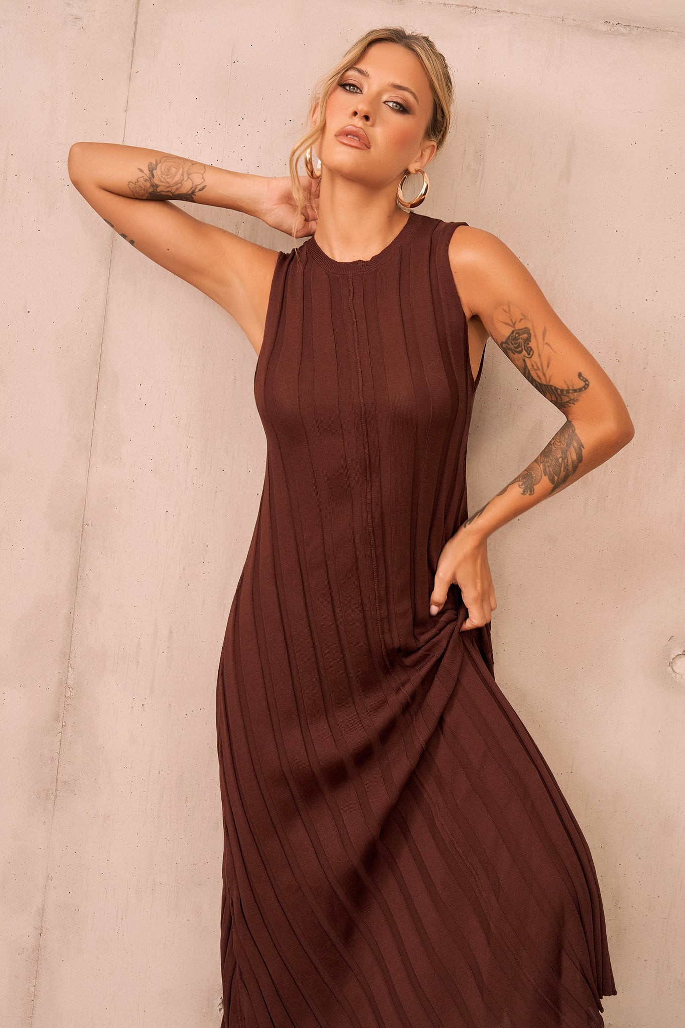 Francis Knit Maxi Dress - Chocolate | Sage and Paige AUS.