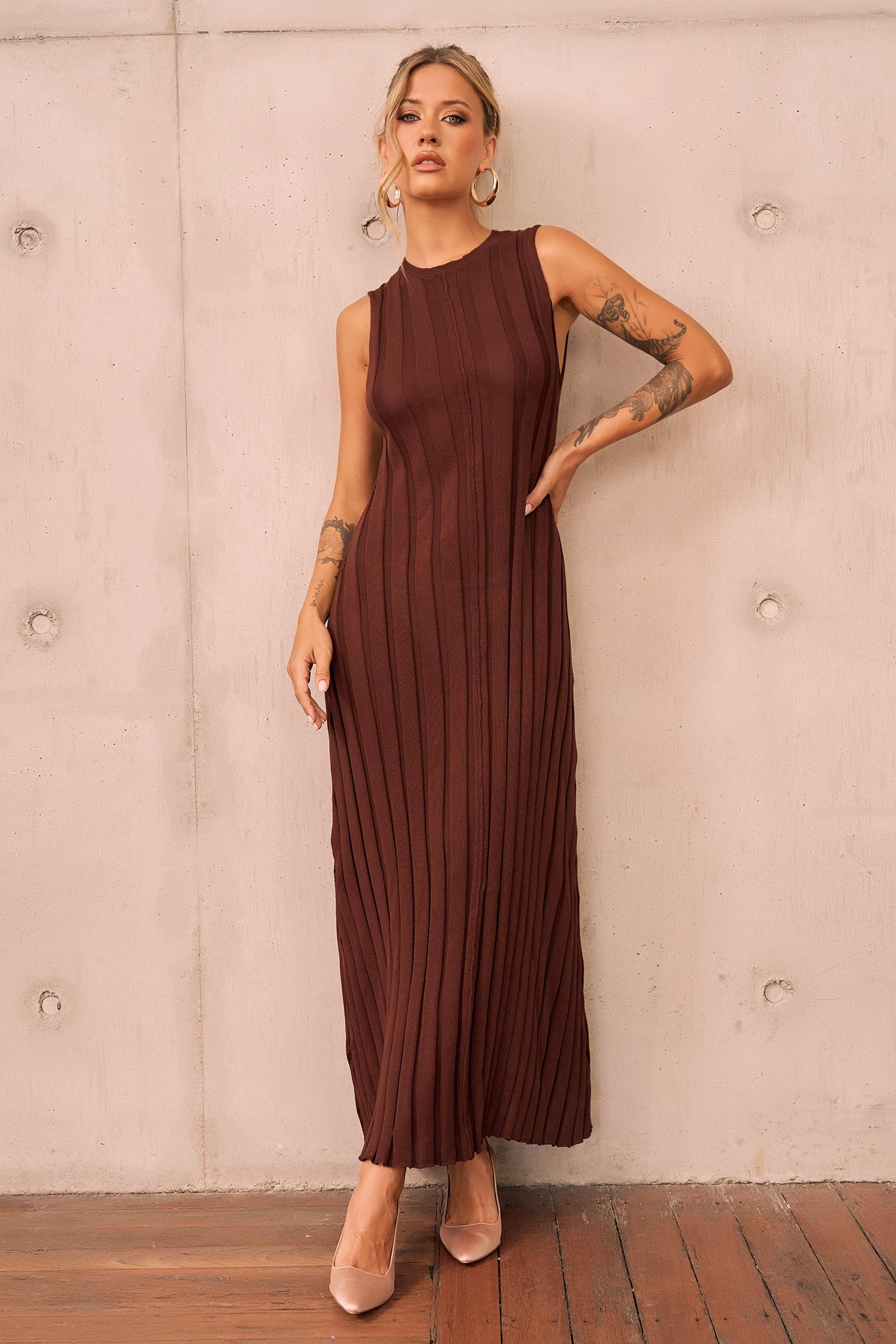 Francis Knit Maxi Dress - Chocolate | Sage and Paige AUS.