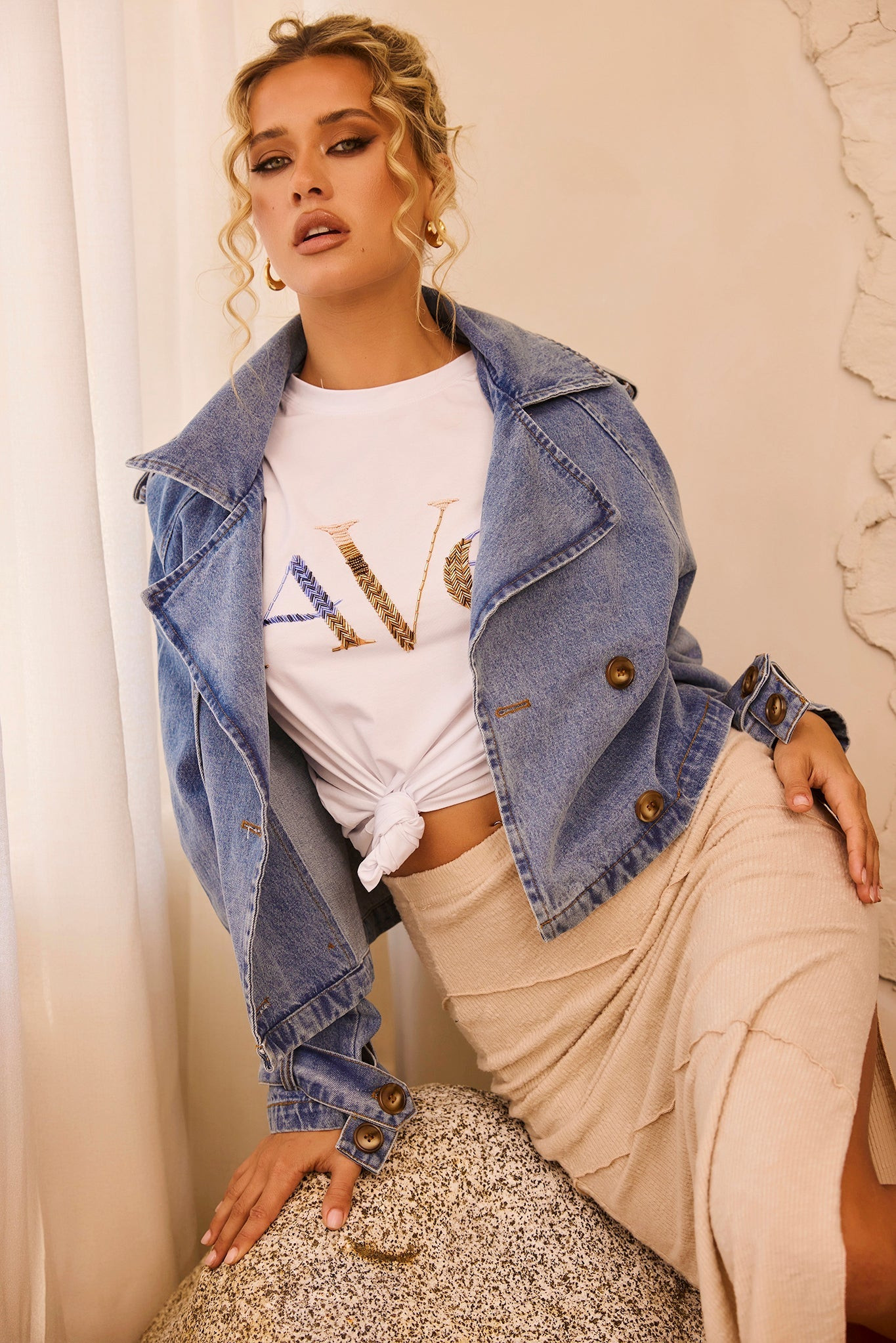 Izzie Denim Jacket - Denim Blue | Sage and Paige AUS.