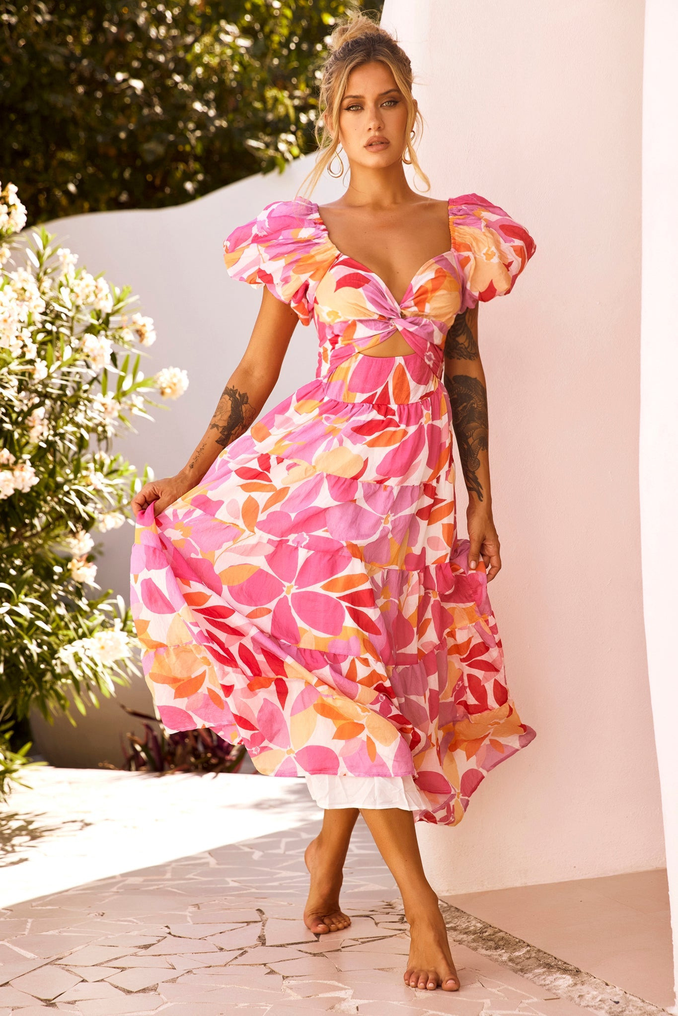 One Clover Midi Dress - Pink | Sage and Paige AUS.