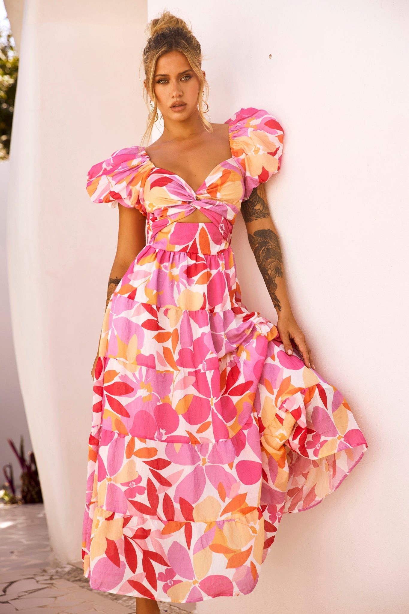 One Clover Midi Dress - Pink | Sage and Paige AUS.