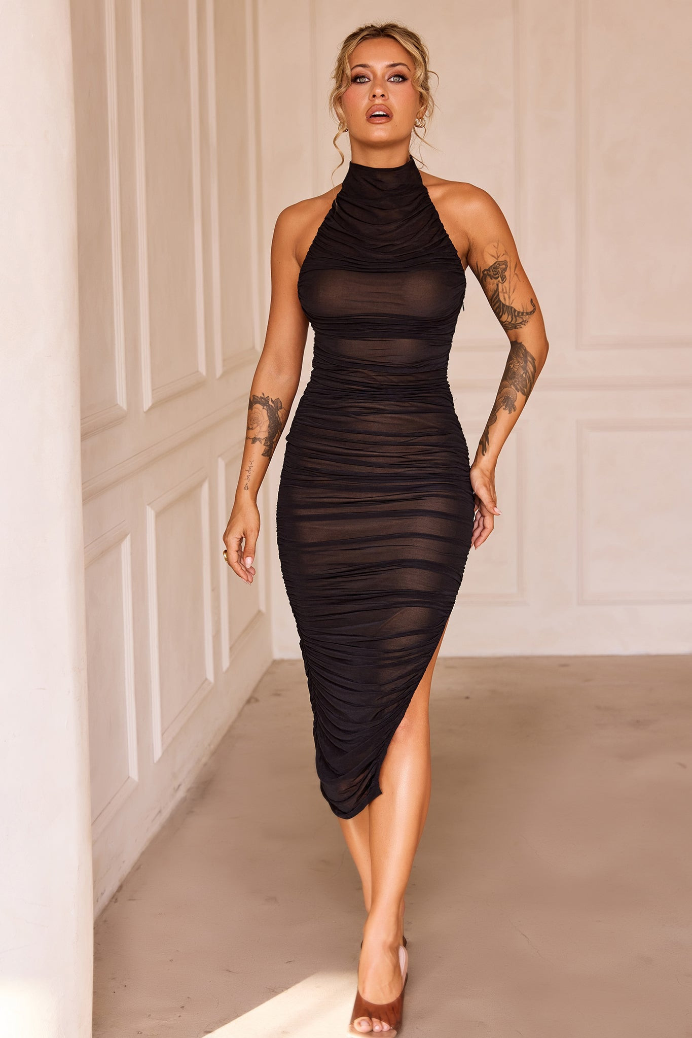 Caught In One Moment Midi Dress - Black | Sage and Paige AUS.