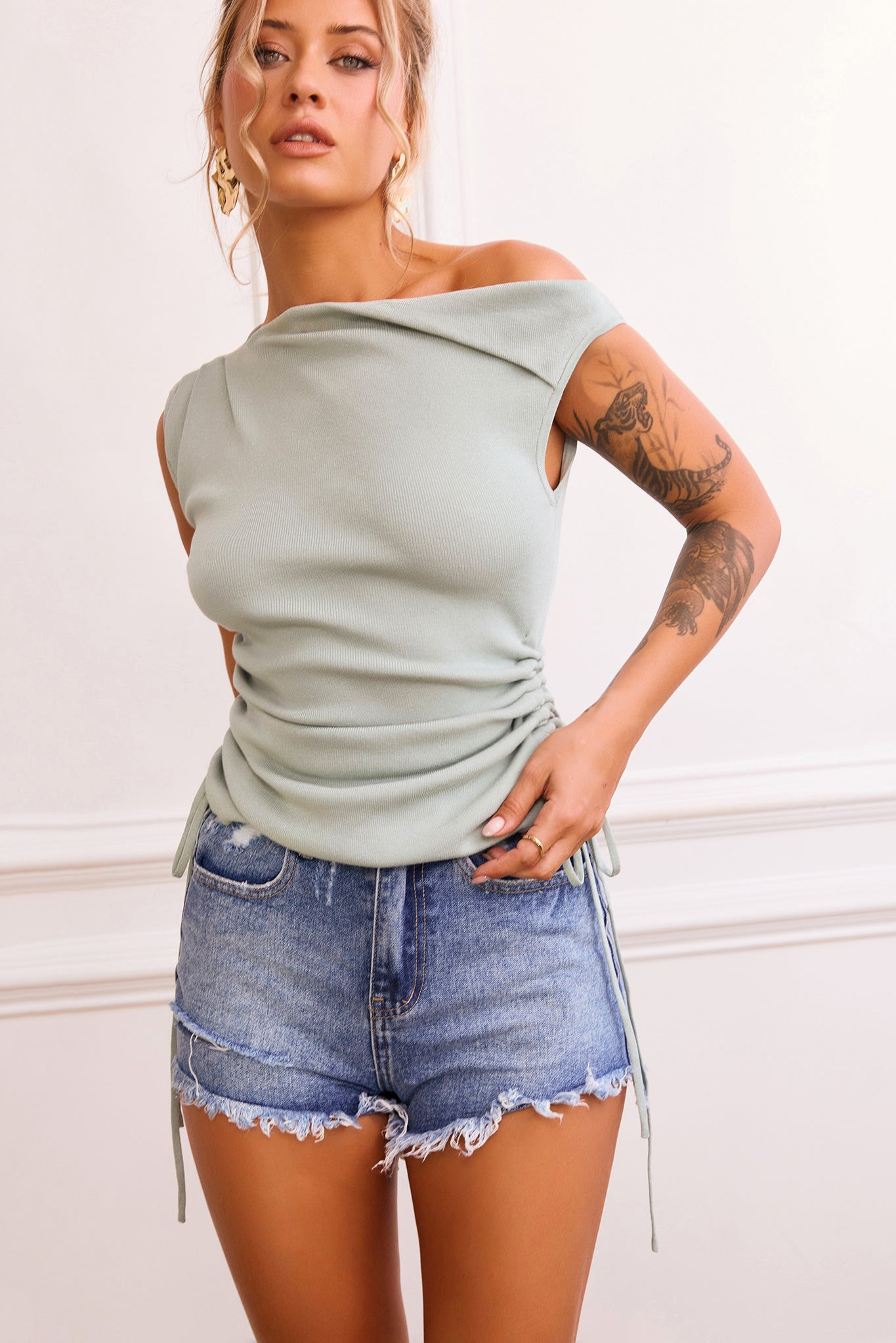 Eyes On Me Knit Top - Sage | Sage and Paige AUS.