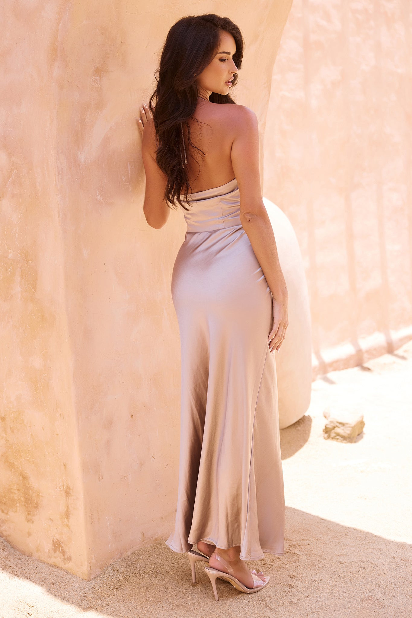 Angele Maxi Dress - Taupe | Sage and Paige AUS.