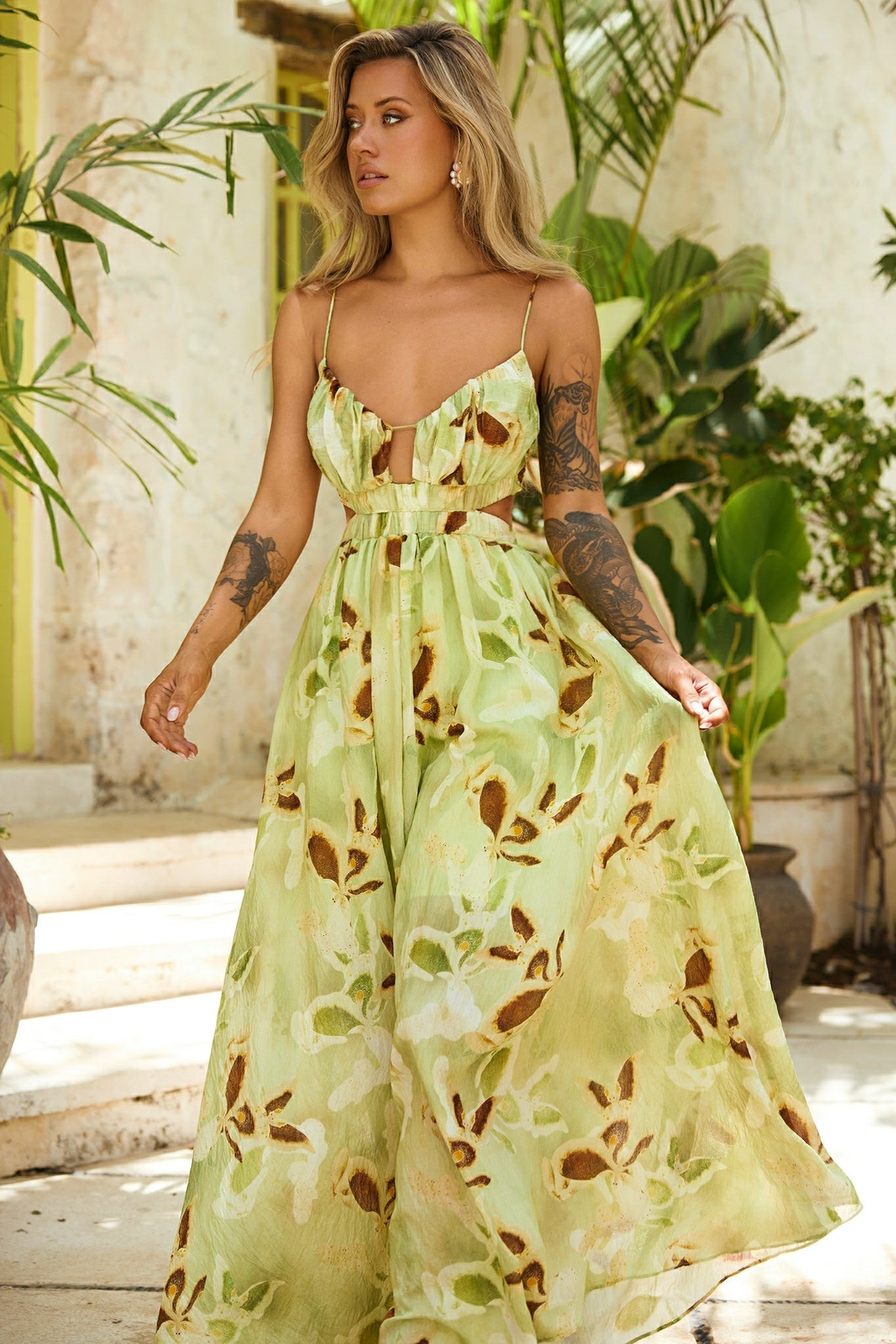 Lira Maxi Dress - Green Multi | Sage and Paige AUS.