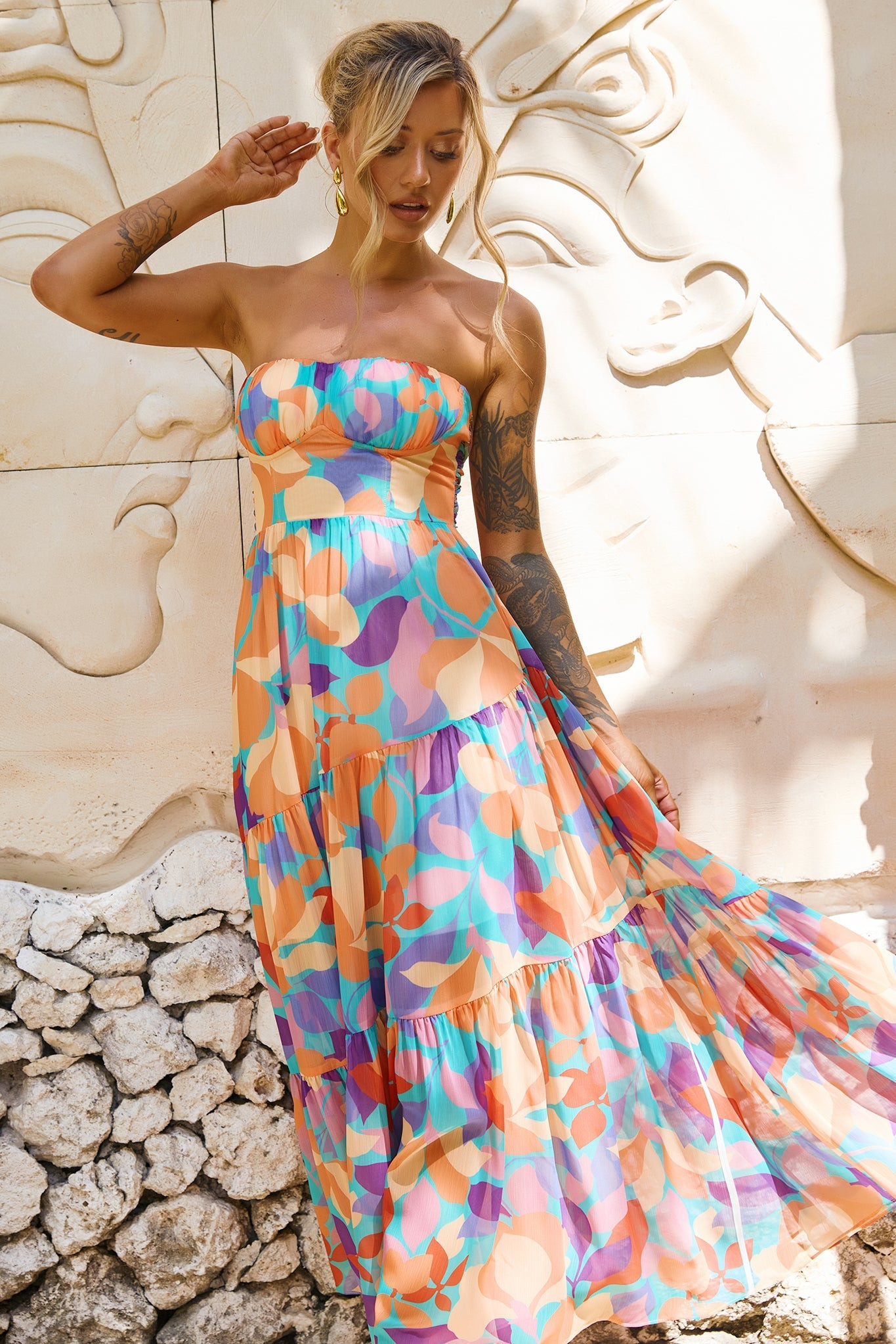 Outta Here Maxi Dress - Orange Multi | Sage and Paige AUS.