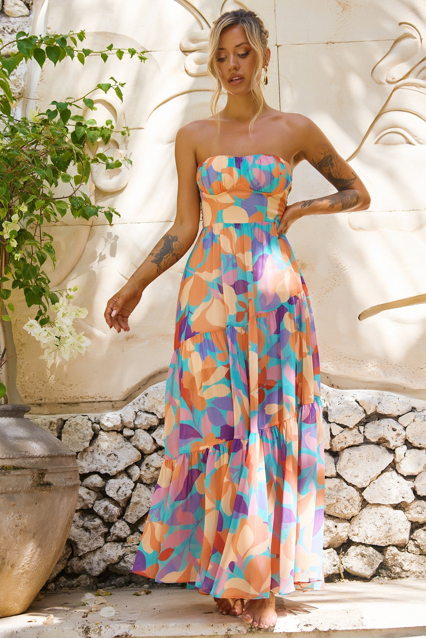 Outta Here Maxi Dress - Orange Multi | Sage and Paige AUS.