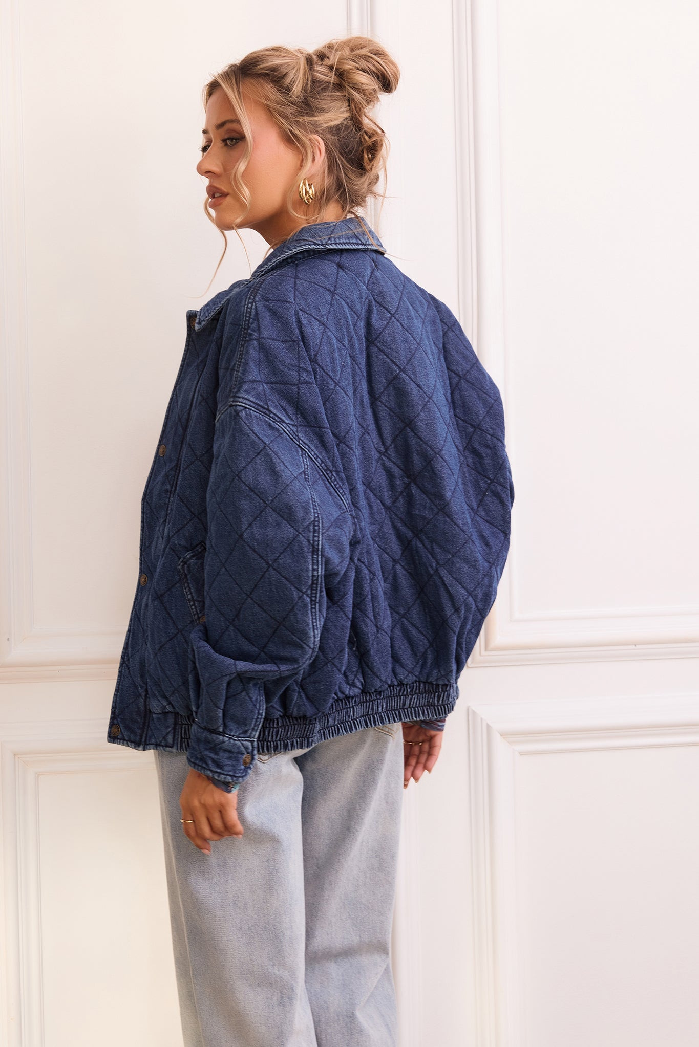 Dream Big Quilted Denim Jacket - Dark Blue | Sage and Paige AUS.