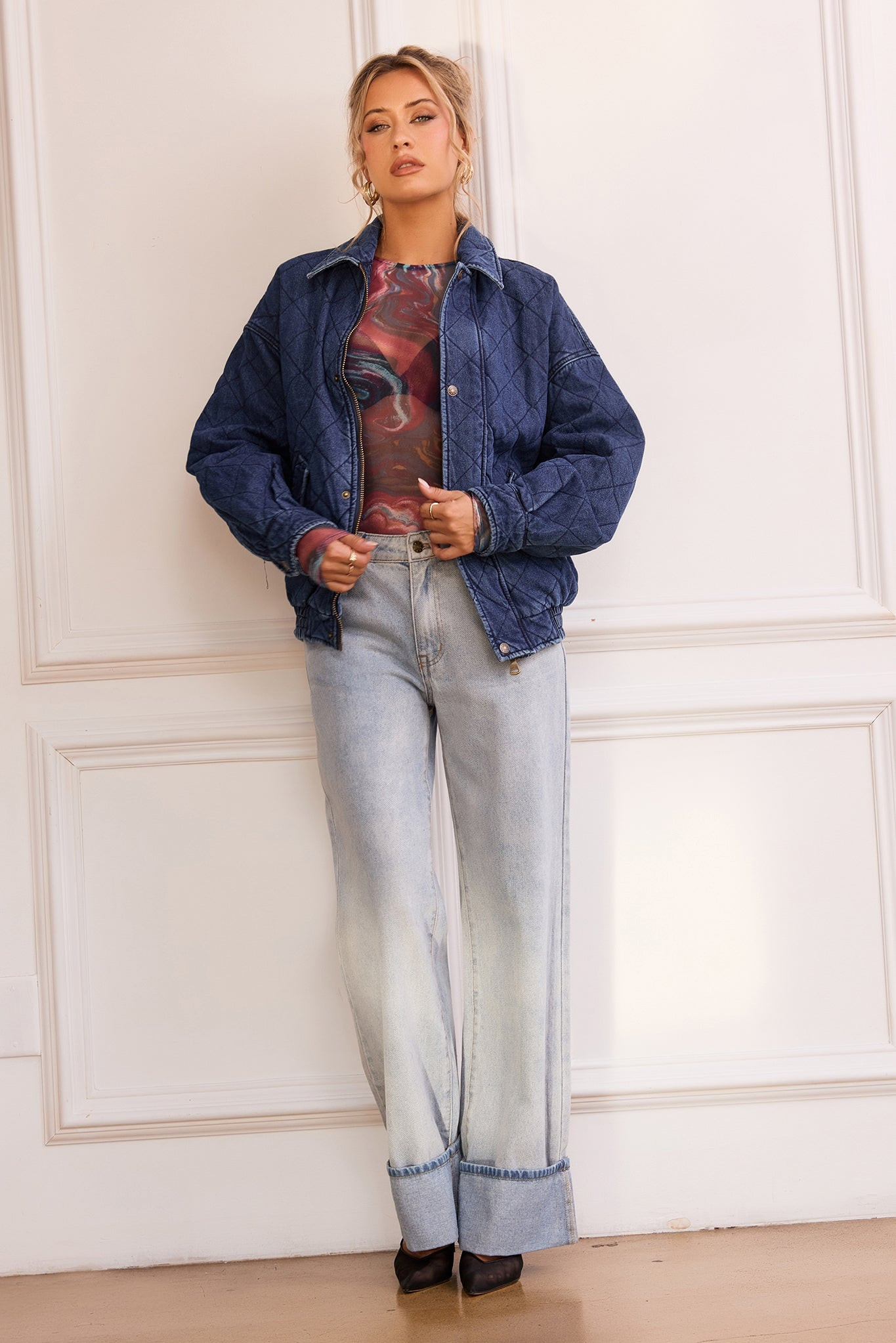 Dream Big Quilted Denim Jacket - Dark Blue | Sage and Paige AUS.